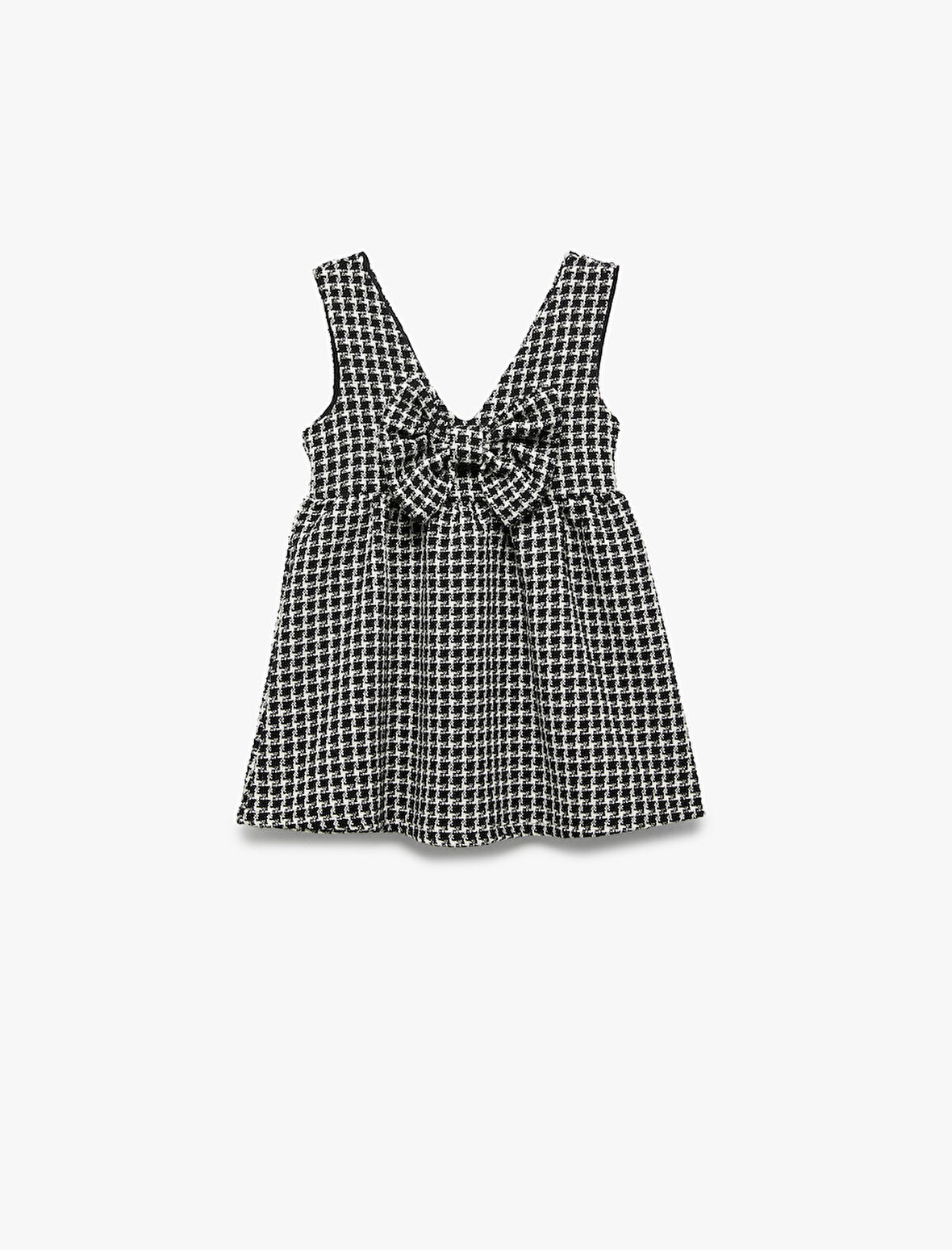 Fiyonk Detaylı V Yaka Askılı Jile Elbise