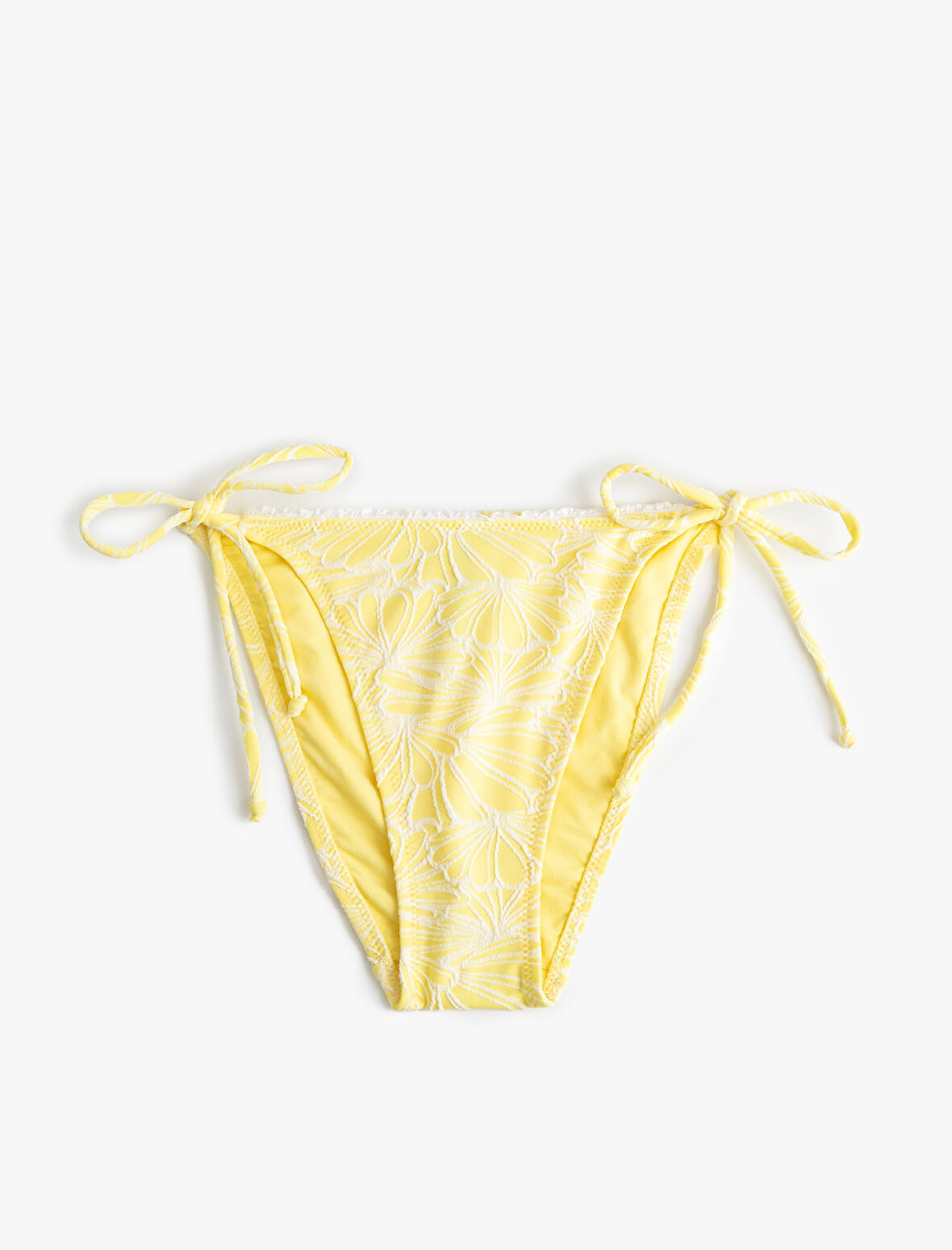 Floral Dokulu Yanları İpli Bikini Altı