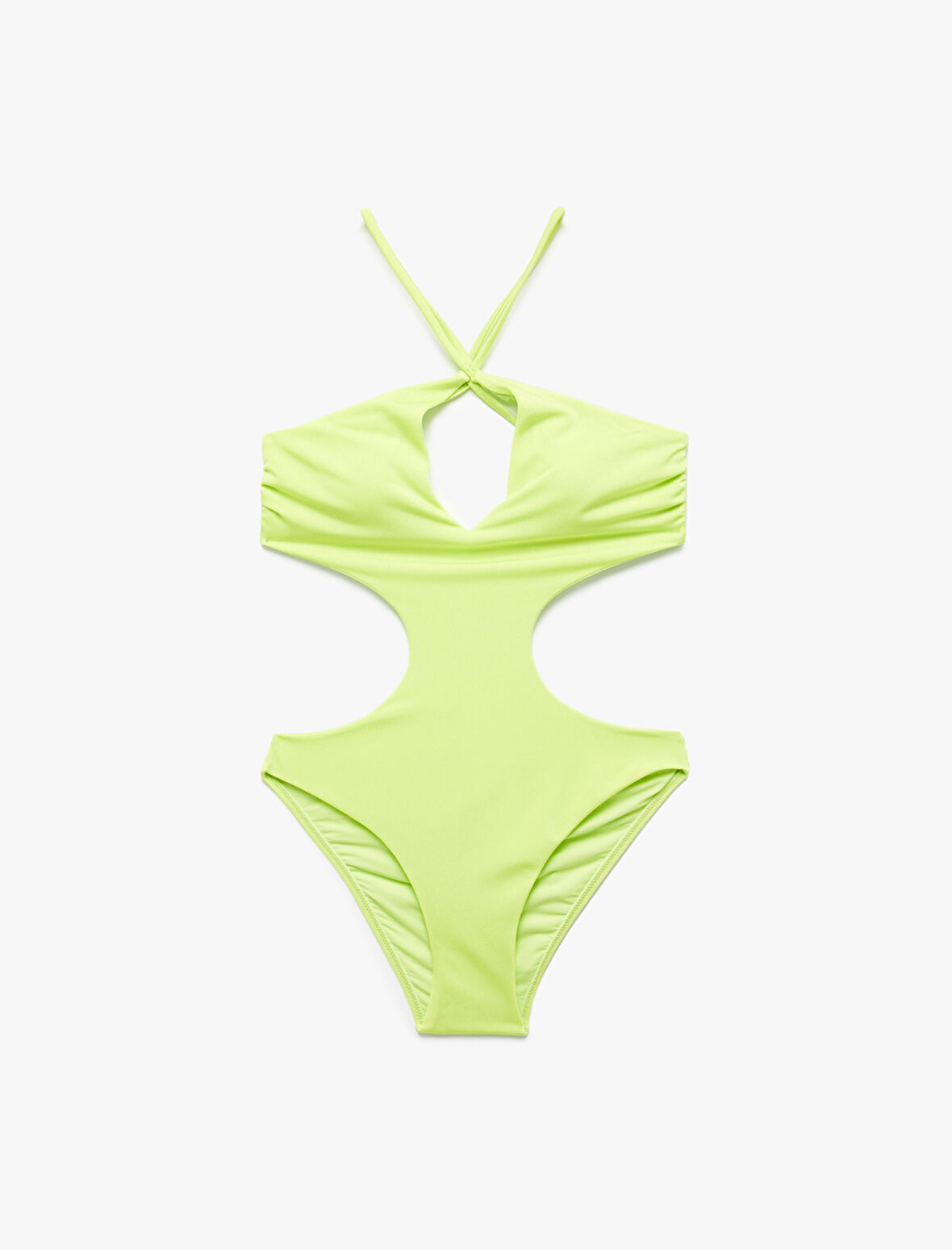 İp Askılı Halter Yaka Parlak Mayokini