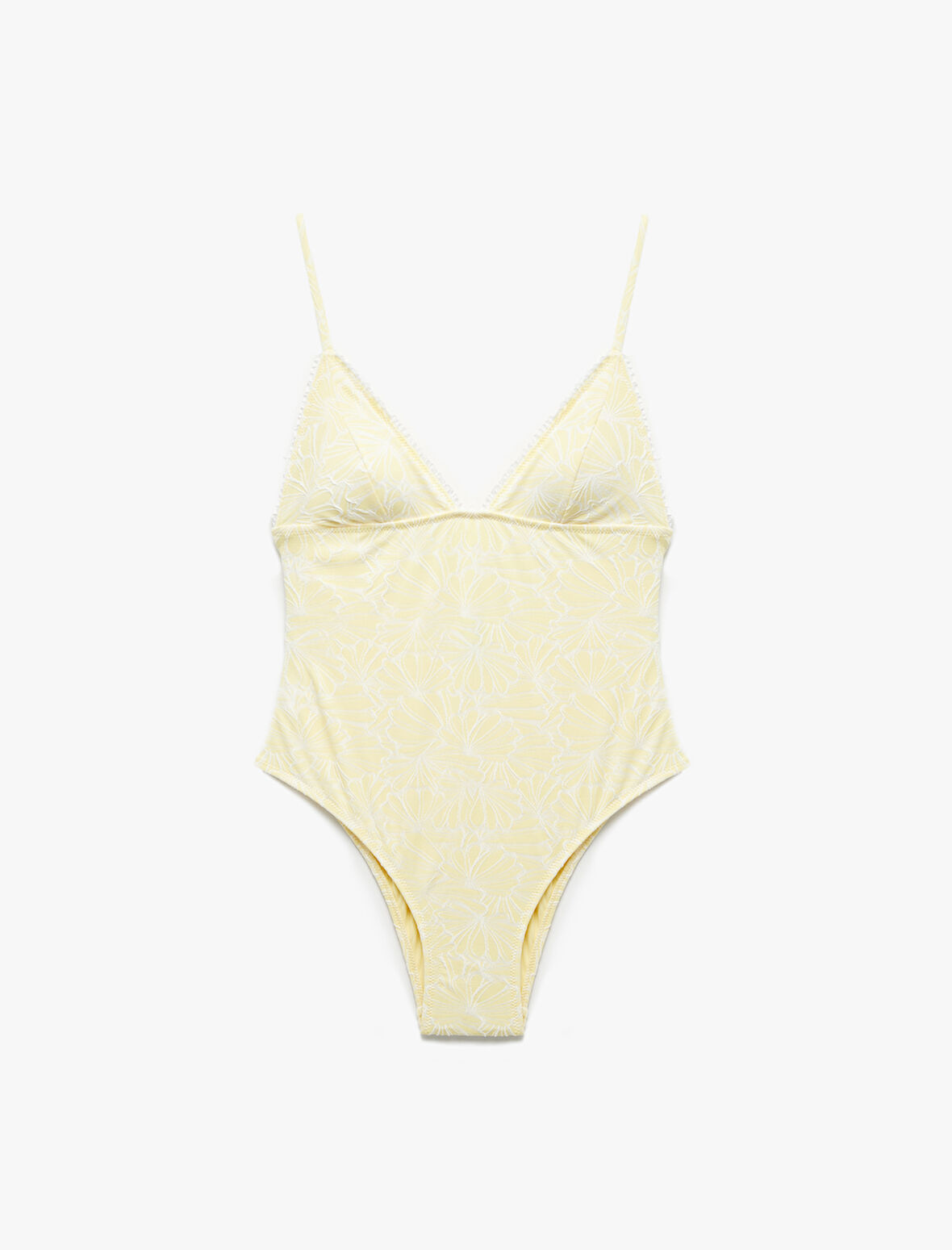 Floral Dokulu İnce Askılı Mayo