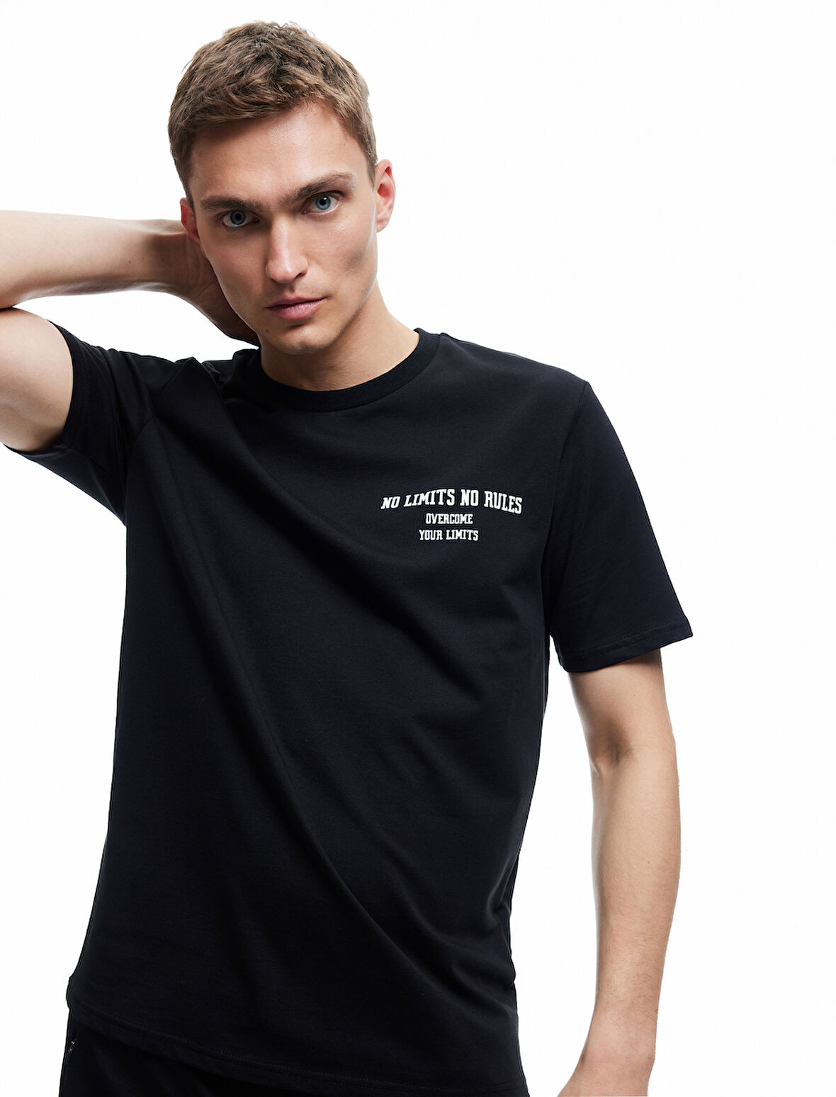 Kısa Kollu Bisiklet Yaka Baskılı Oversize Spor Tişört