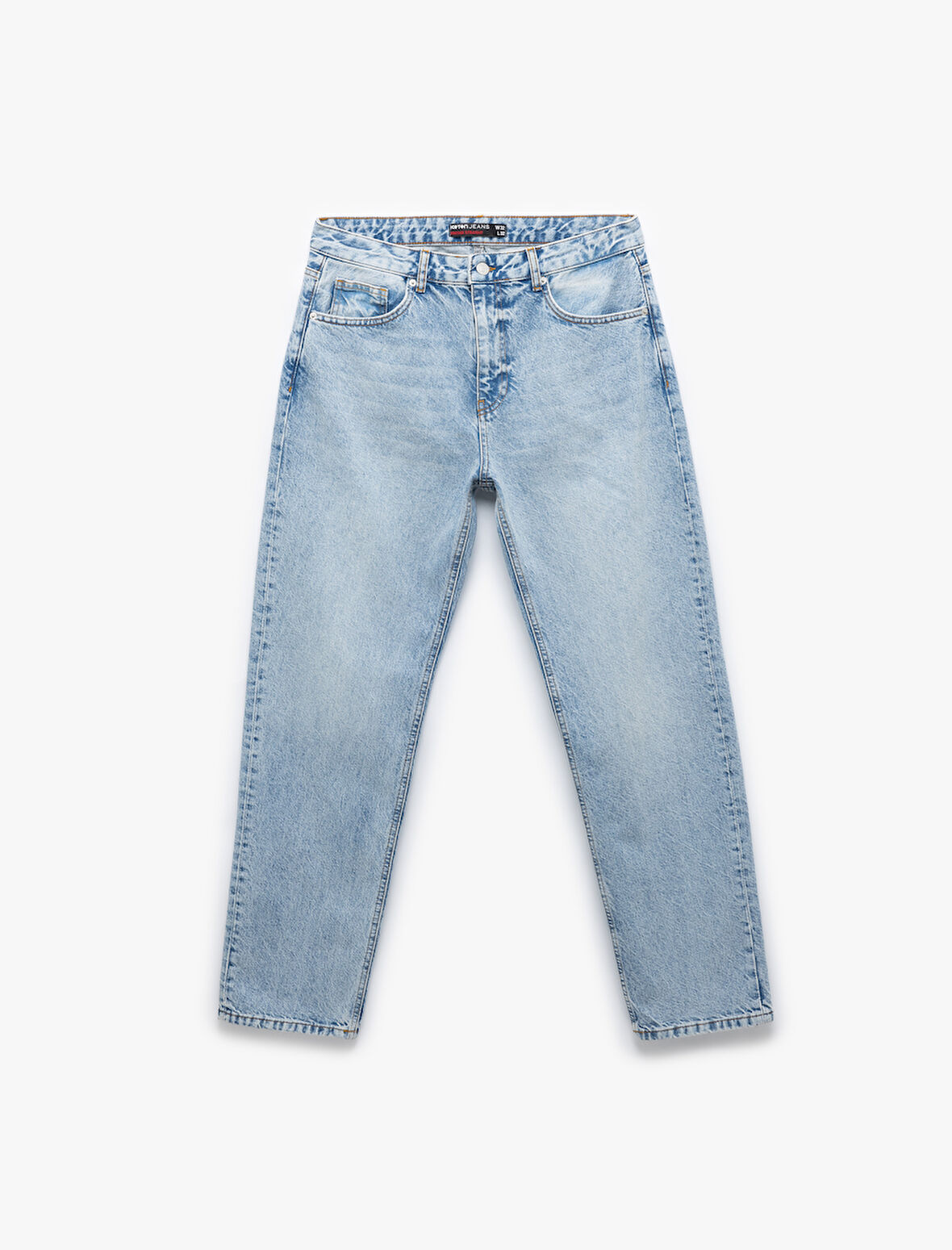 Pamuklu Normal Bel Düğmeli Vintage Straight Fit Jean Pantolon