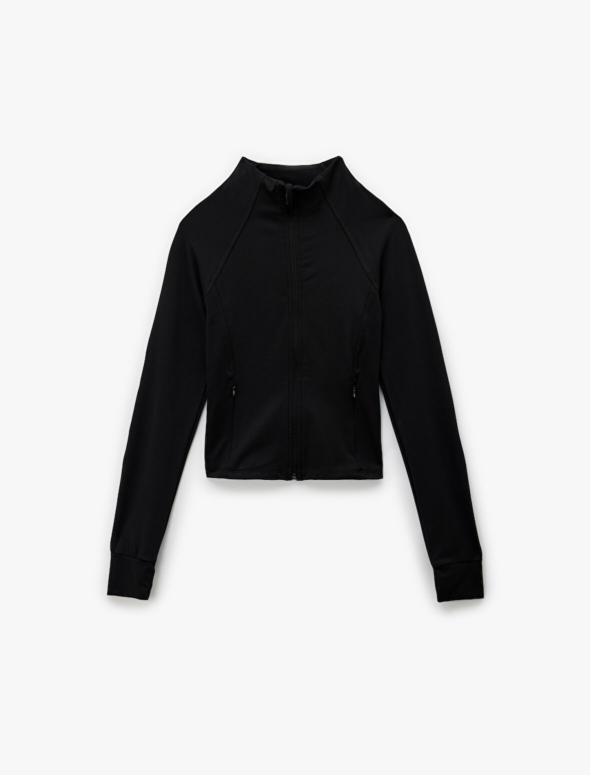 Slim Fit Uzun Kollu Fermuarlı Dik Yaka Spor Sweatshirt