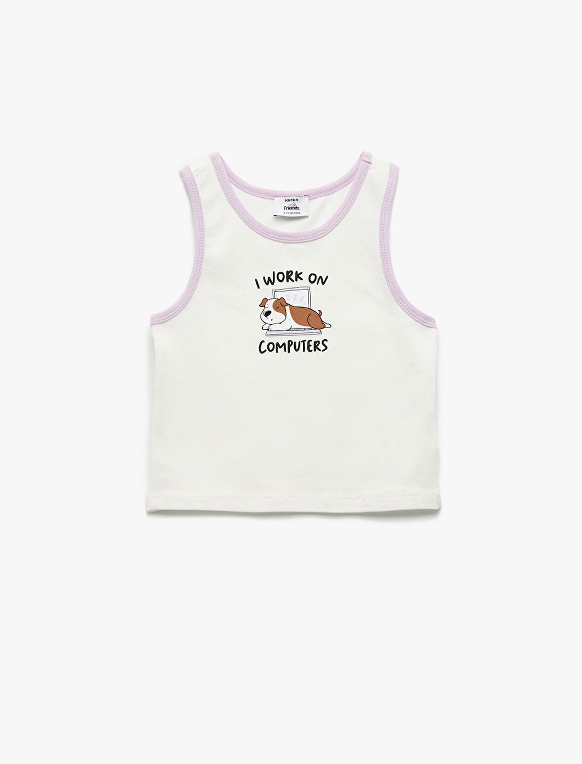 Köpek Baskılı Bisiklet Yaka Kolsuz Pamuklu Atlet