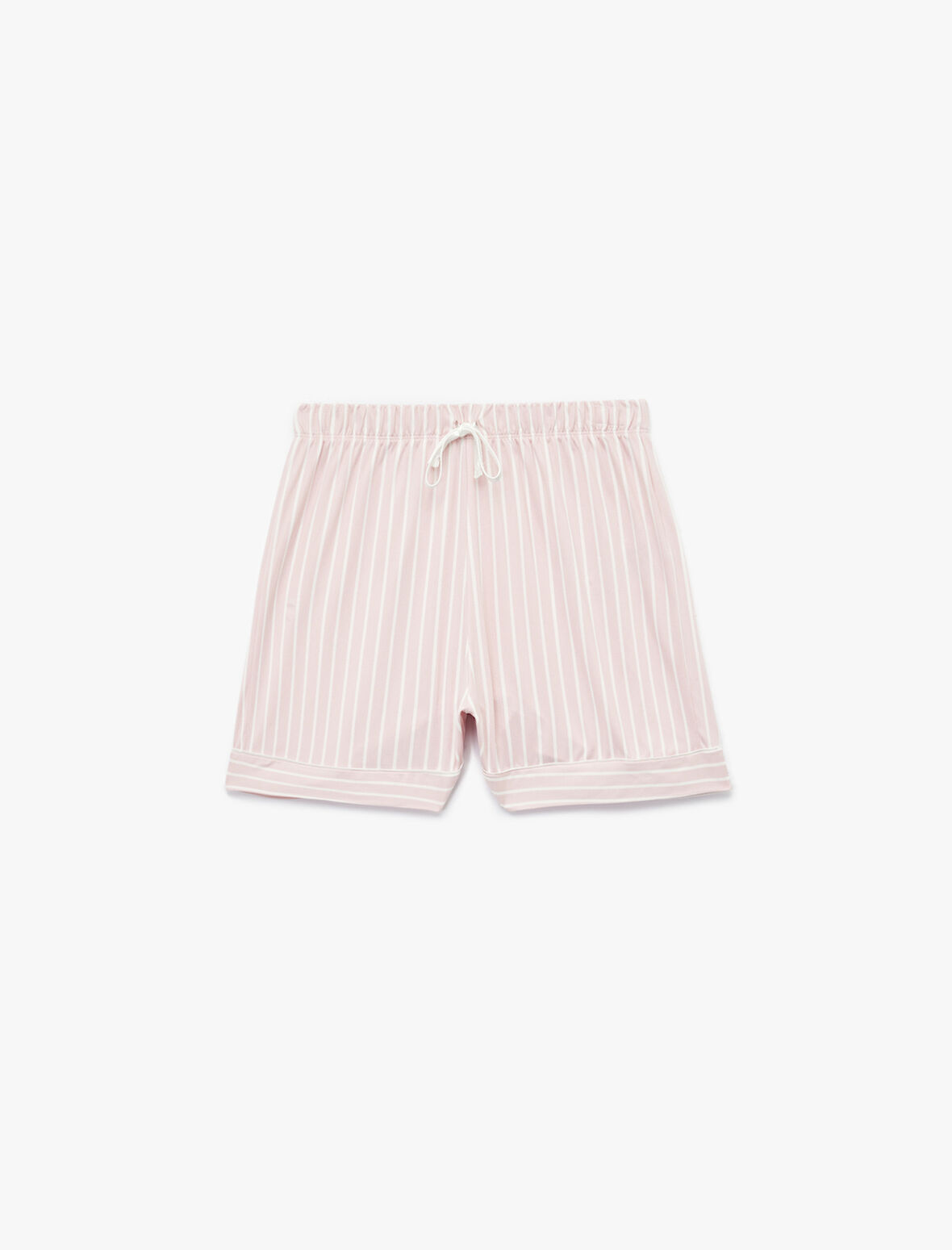 Beli Bağcıklı Çizgili Rahat Kalıp Şort Pijama Altı