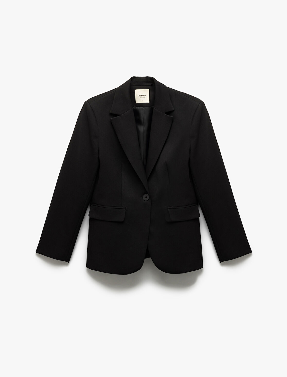 Uzun Kollu Kapaklı Cepli Kruvaze Blazer Ceket