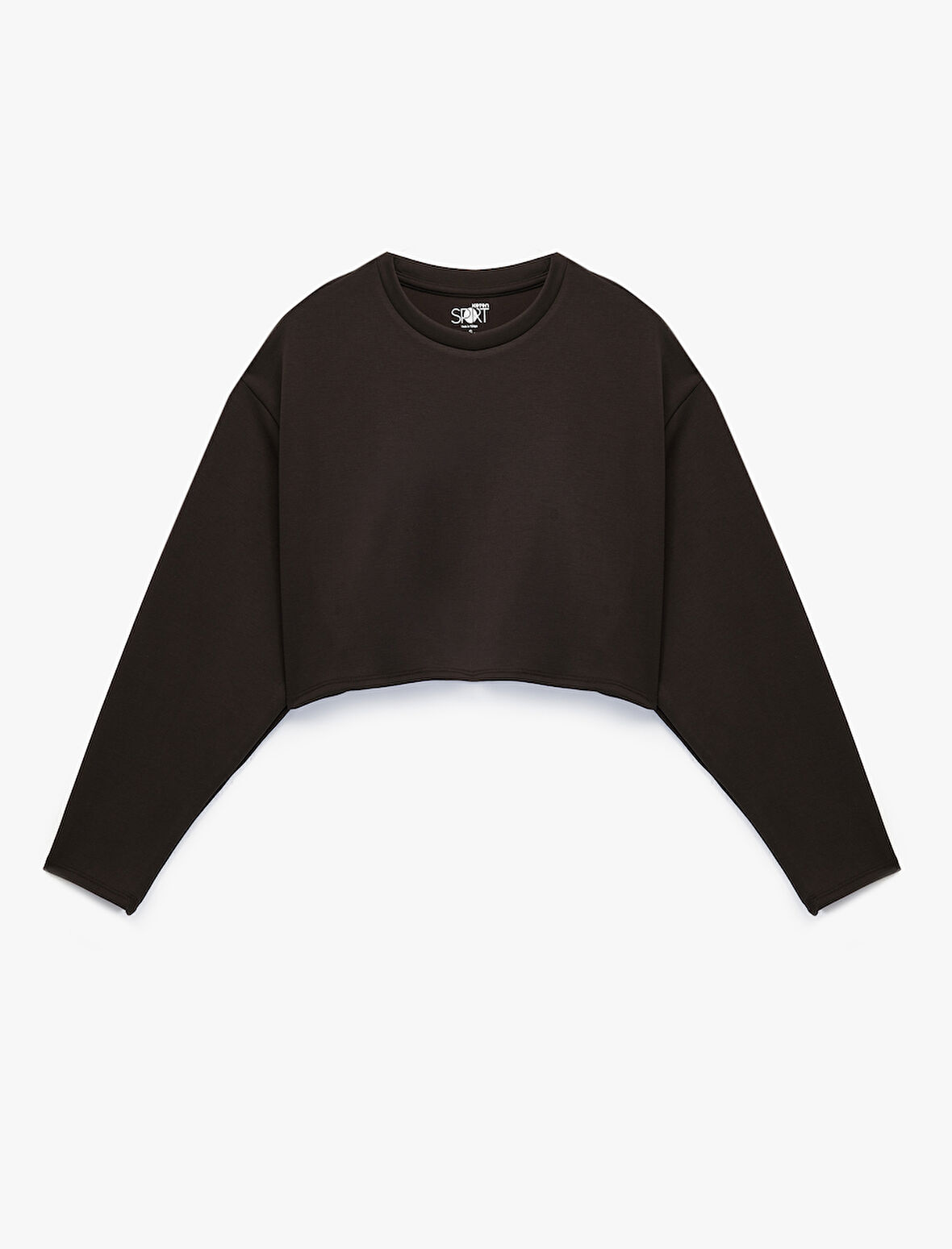 Uzun Kollu Bisiklet Yaka Oversize Spor Crop Sweatshirt