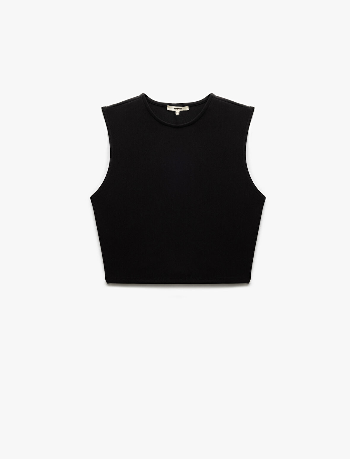 Bisiklet Yaka Slim Fit Metal Aksesuarlı Sırt Dekolteli Crop Bluz