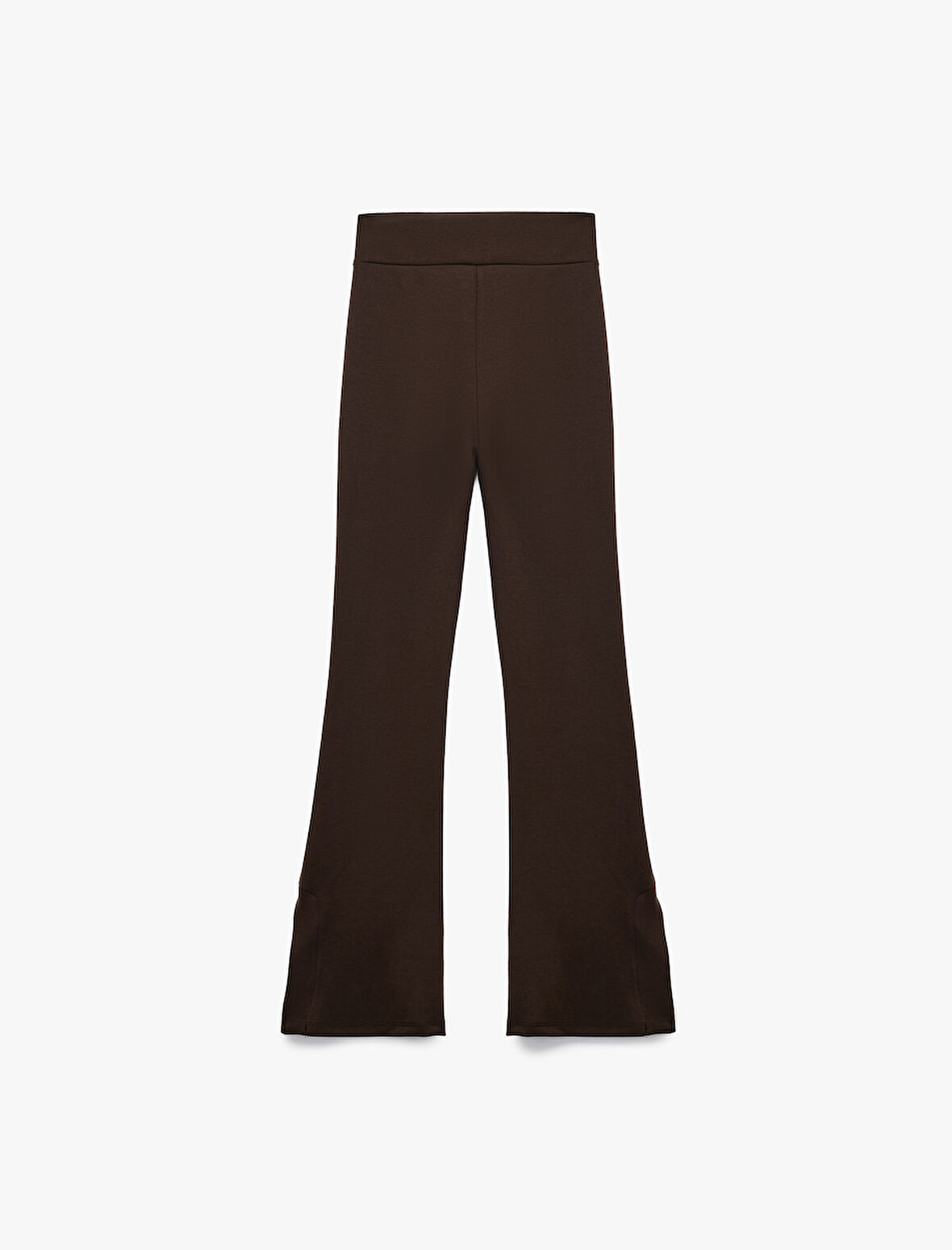 Yüksek Bel Rahat Kalıp Yırtmaç Detaylı Modal Karışımlı İspanyol Paça Eşofman Altı