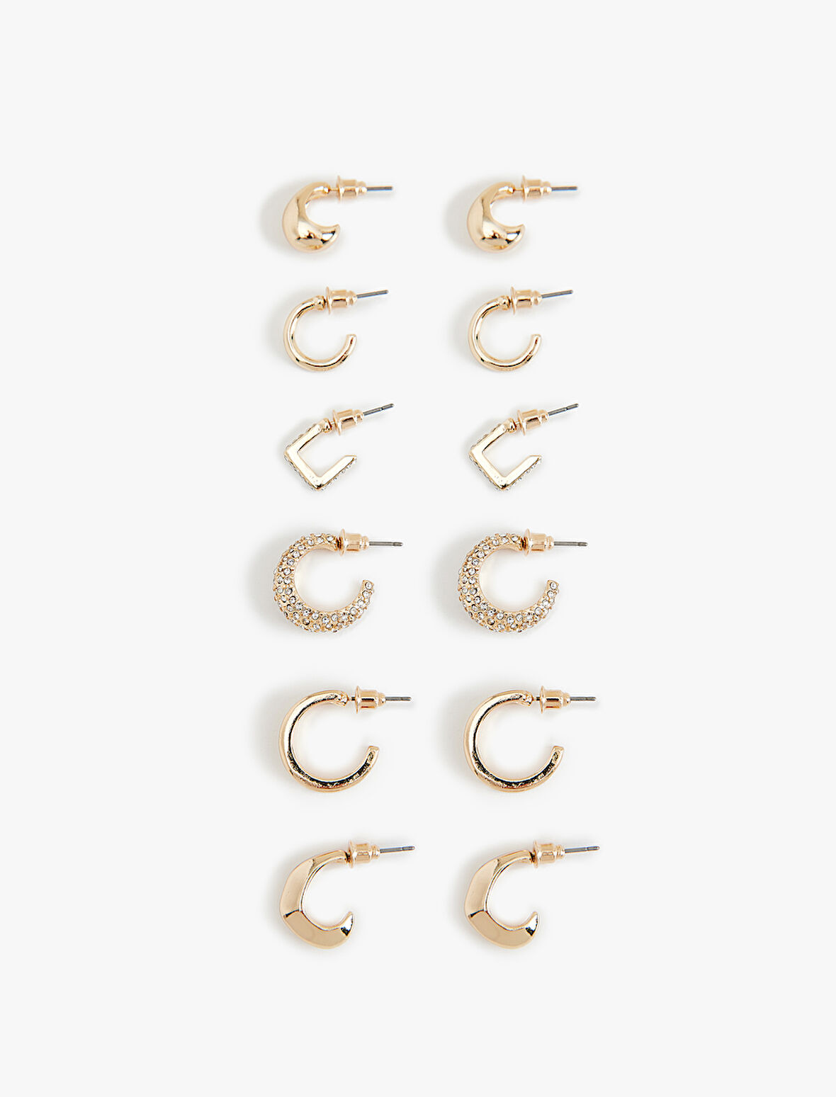 Taş Detaylı 6'lı Halka Küpe Seti