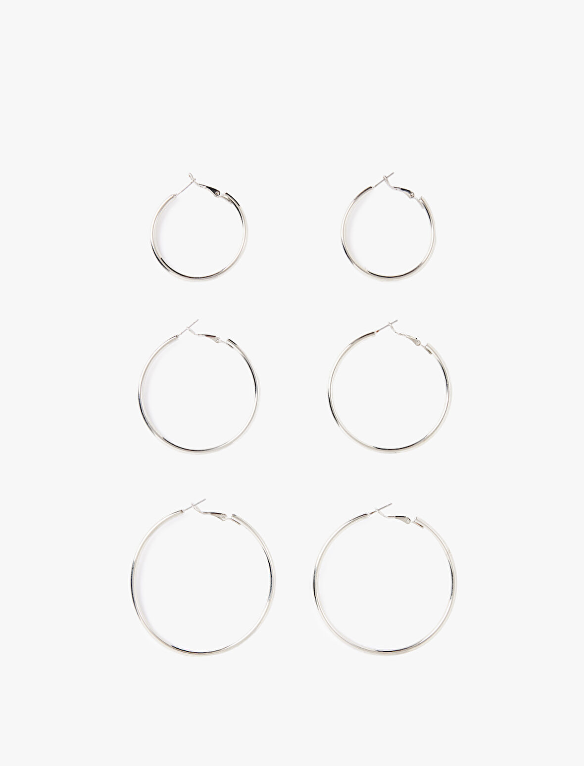 3'lü Çelik Halka Küpe Seti