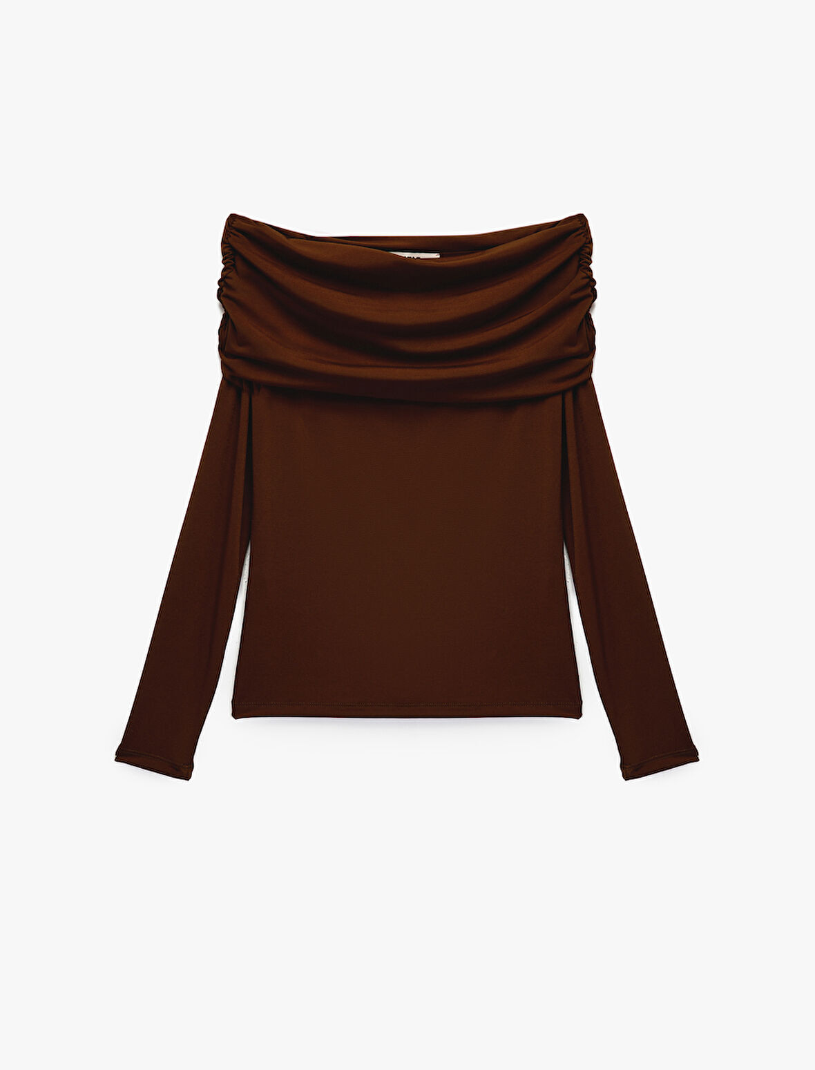 Slim Fit Uzun Kollu Drapeli Omzu Açık Tişört