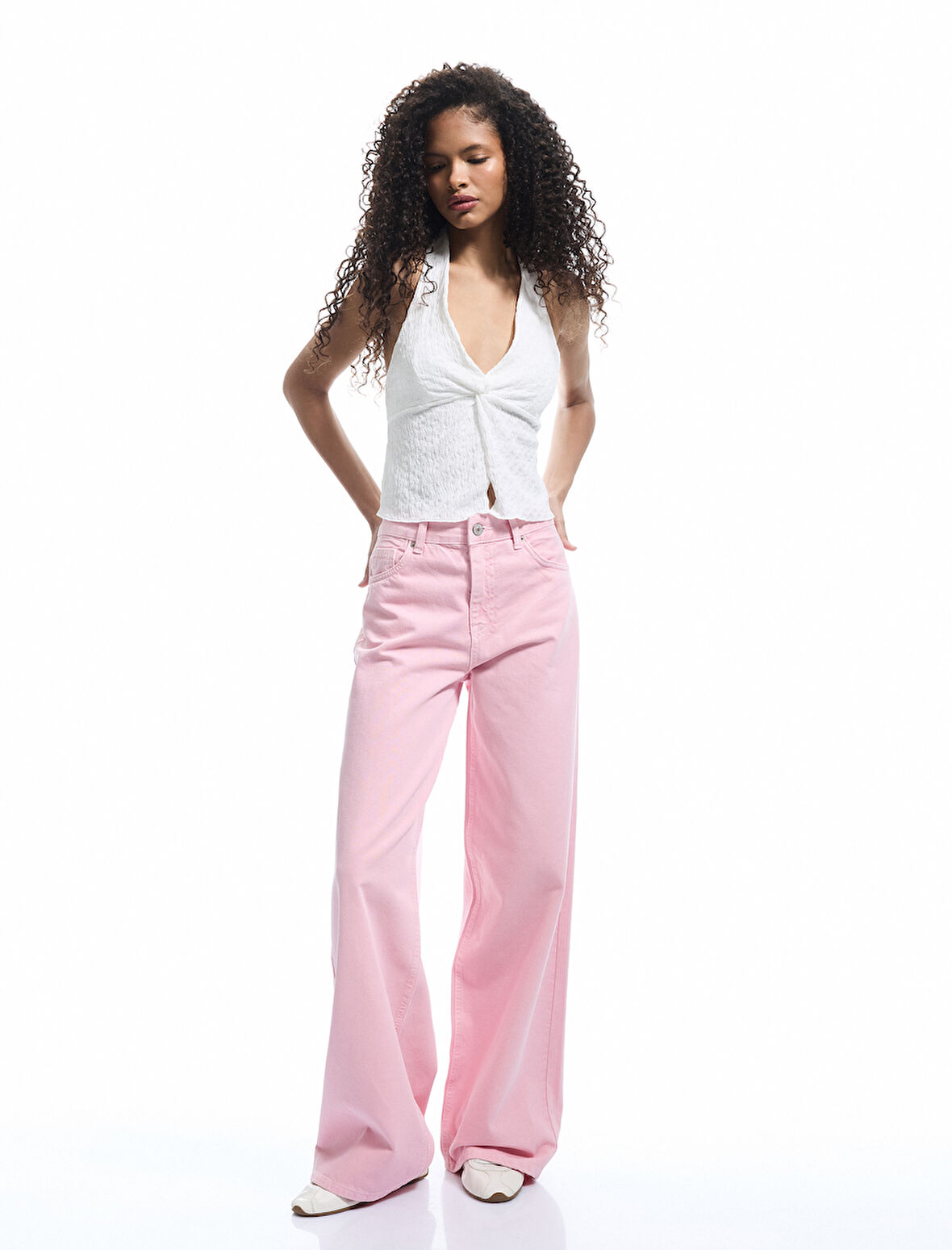 Bol Kalıp Geniş Paça Cepli Denim Pantolon - Loose Straight Fit Jean