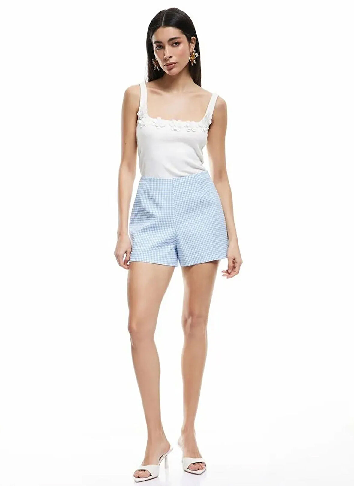 Koton X Sibil Çetinkaya Mavi Kadın Regular Fit Şort 5SAK40457PW