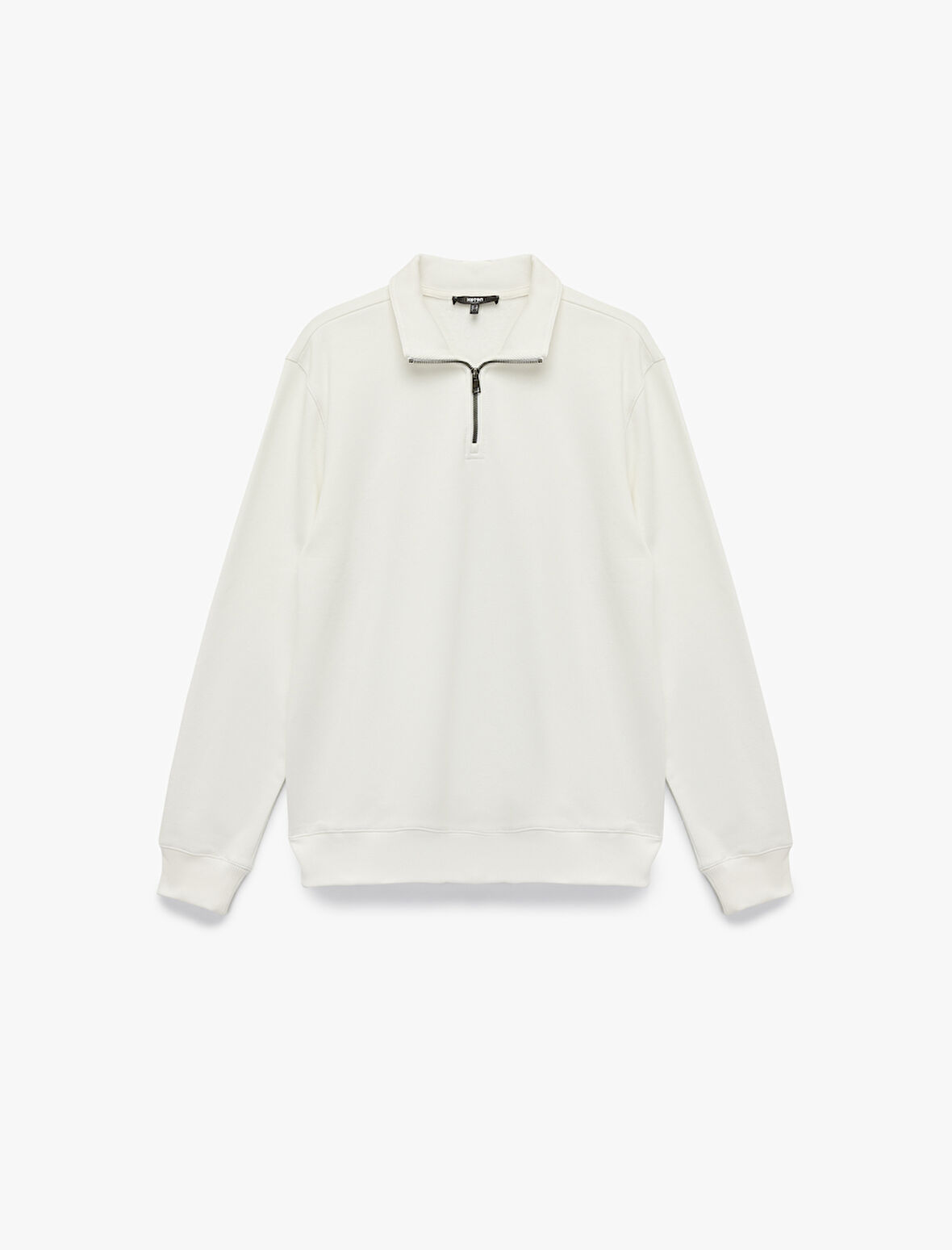 Uzun Kollu Şardonlu Basic Yarım Fermuarlı Sweatshirt