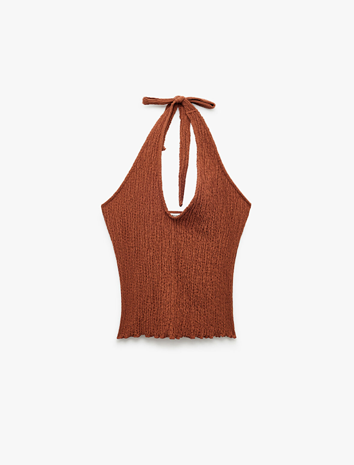 Bürümcük Kumaş Slim Fit Sırt Dekolteli Halter Yaka Üst