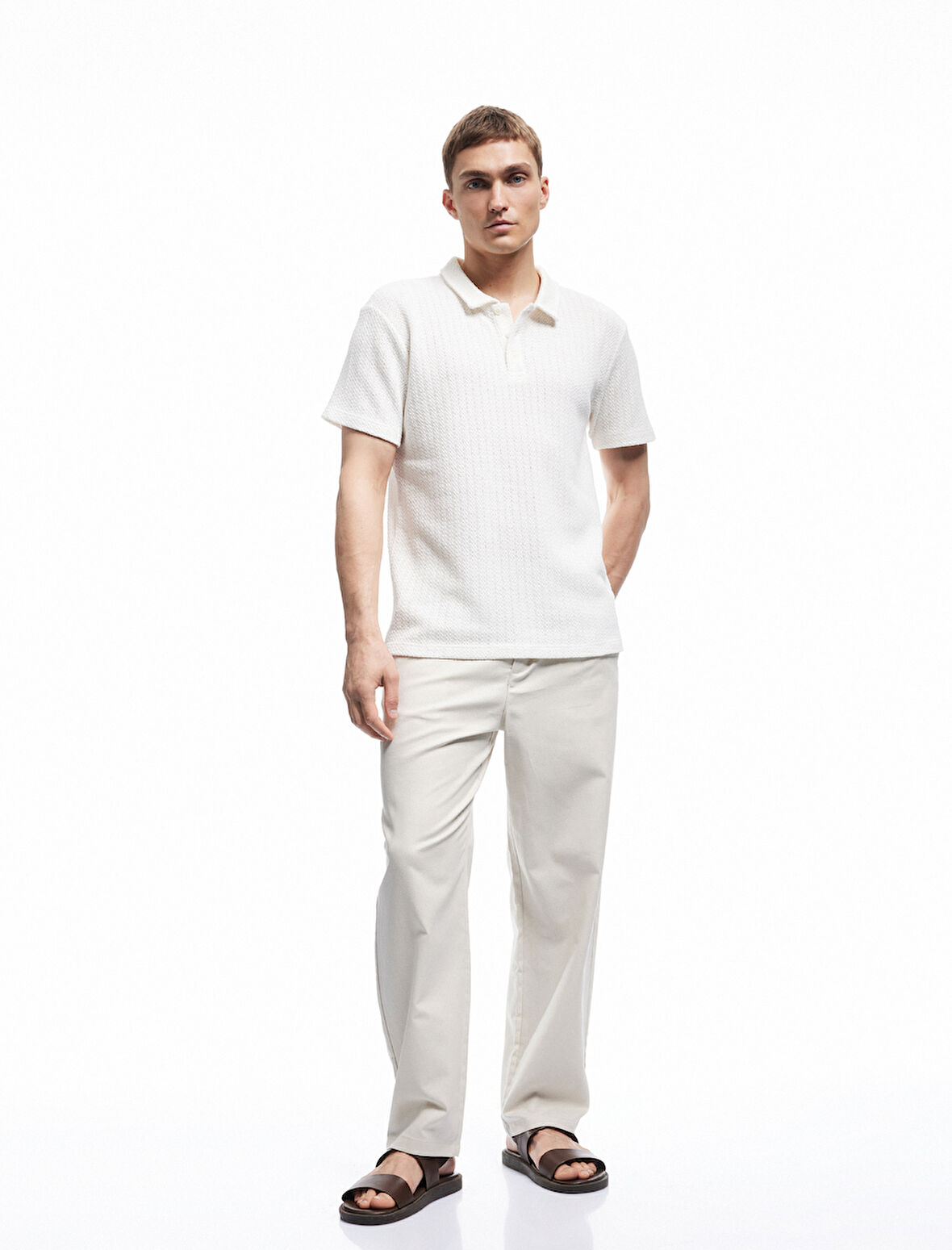 Keten Pamuk Karışımlı Cep Detaylı Pileli Kumaş Pantolon