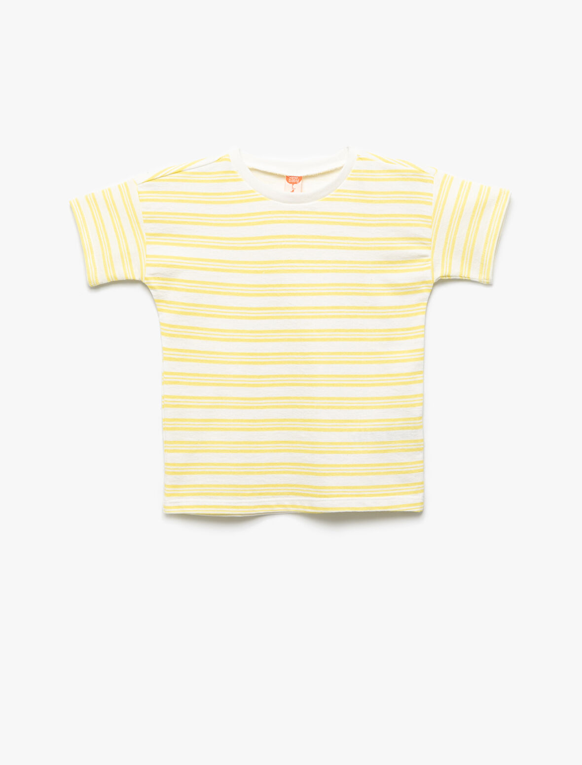 Pamuklu Kısa Kollu Bisiklet Yaka Çizgili Tişört