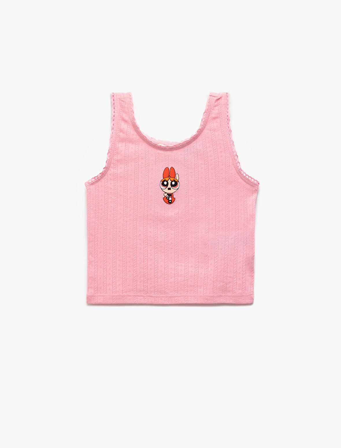 Powerpuff Girls İşlemeli Lisanslı Kolsuz Bisiklet Yaka Atlet