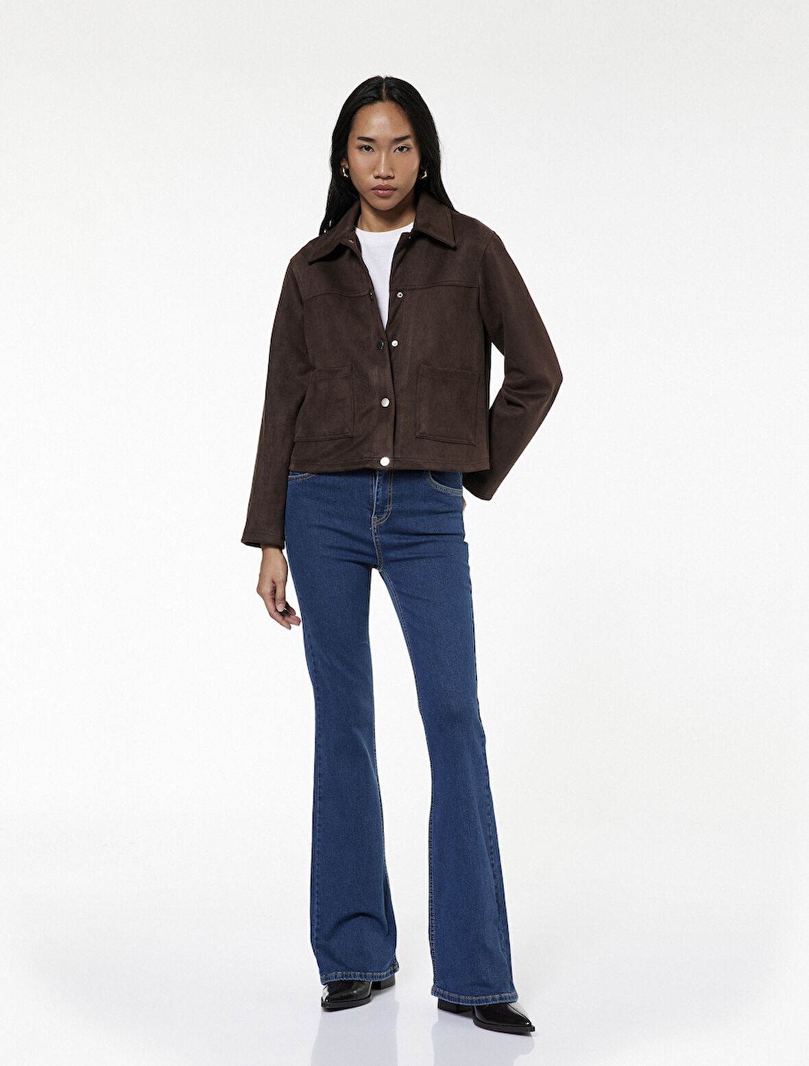 Dar Kalıp Pamuklu Yüksek Bel İspanyol Paça Jean Pantolon - Flare Jeans