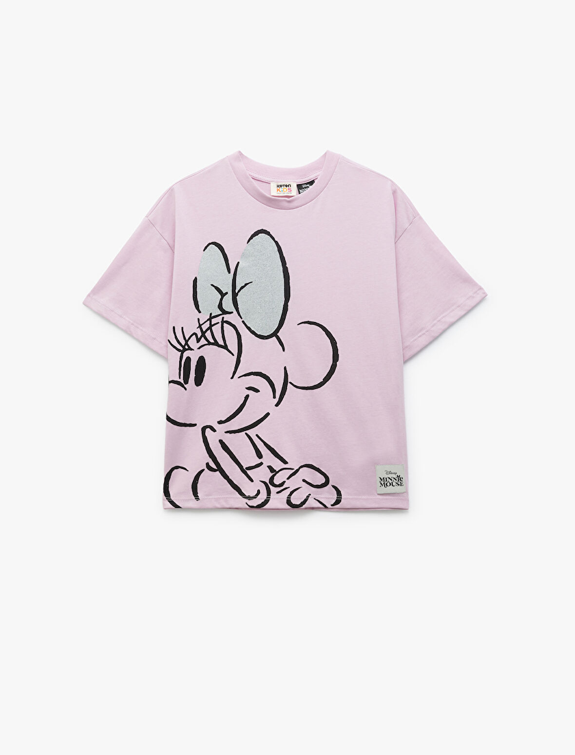 Minnie Mouse Lisanslı Kısa Kollu Pullu Pamuklu Baskılı Tişört