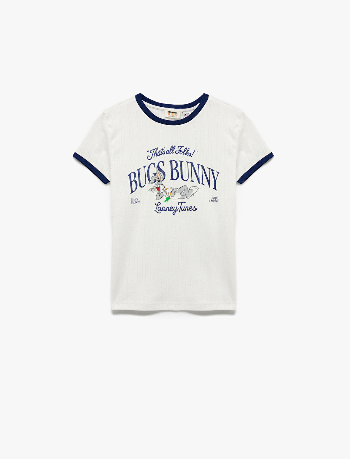 Lisanslı Bugs Bunny Baskılı Kısa Kollu Bisiklet Yaka Tişört