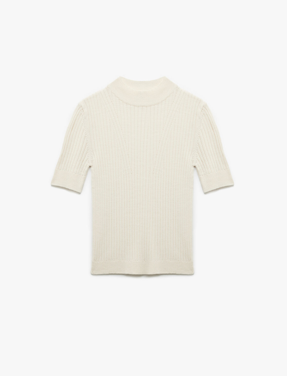 Dik Yaka Kısa Kollu Triko Kazak