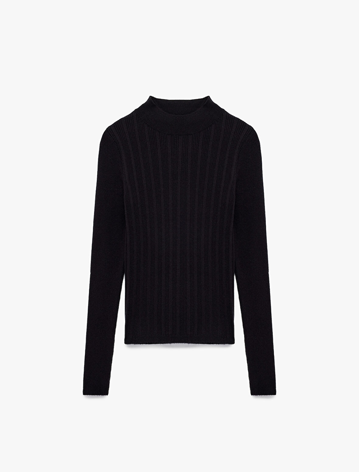 Dik Yaka Uzun Kollu Viskon Triko Kazak