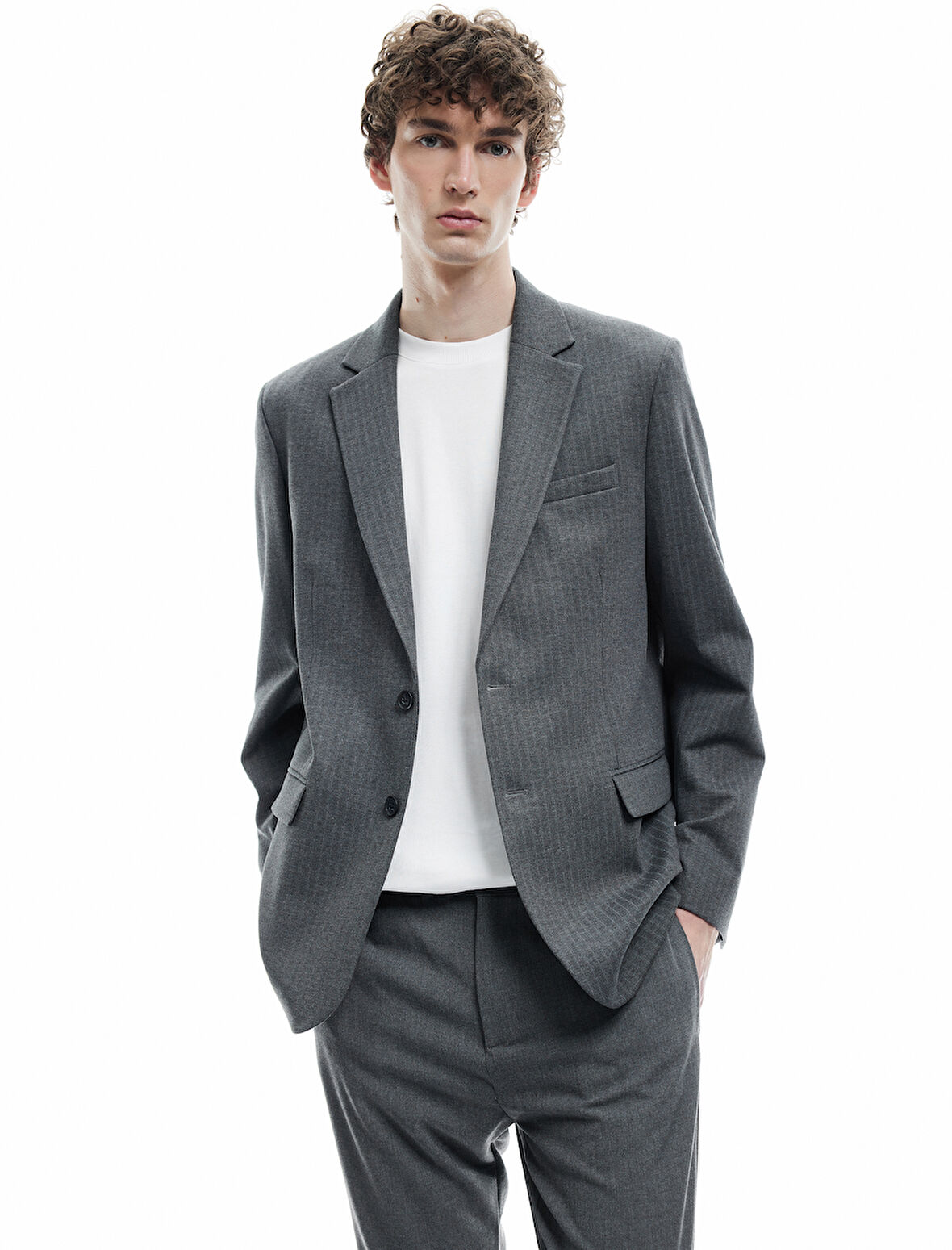 Viskon Karışımlı Uzun Kollu Blazer Ceket