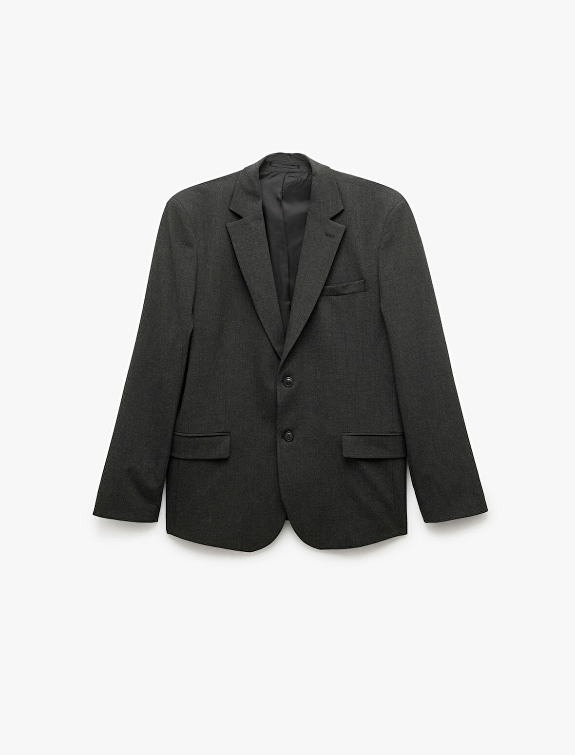 Uzun Kollu Viskon Karışımlı Düğmeli Mono Yaka Blazer Ceket
