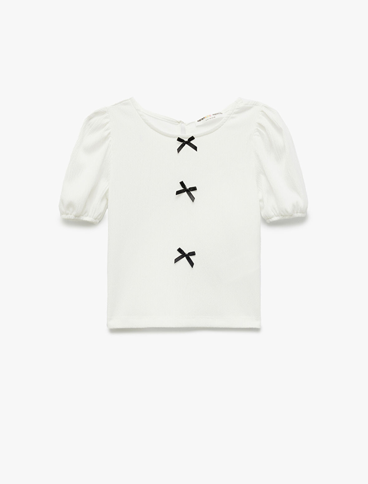 Fiyonk Detaylı Kısa Kollu Bisiklet Yaka Bluz