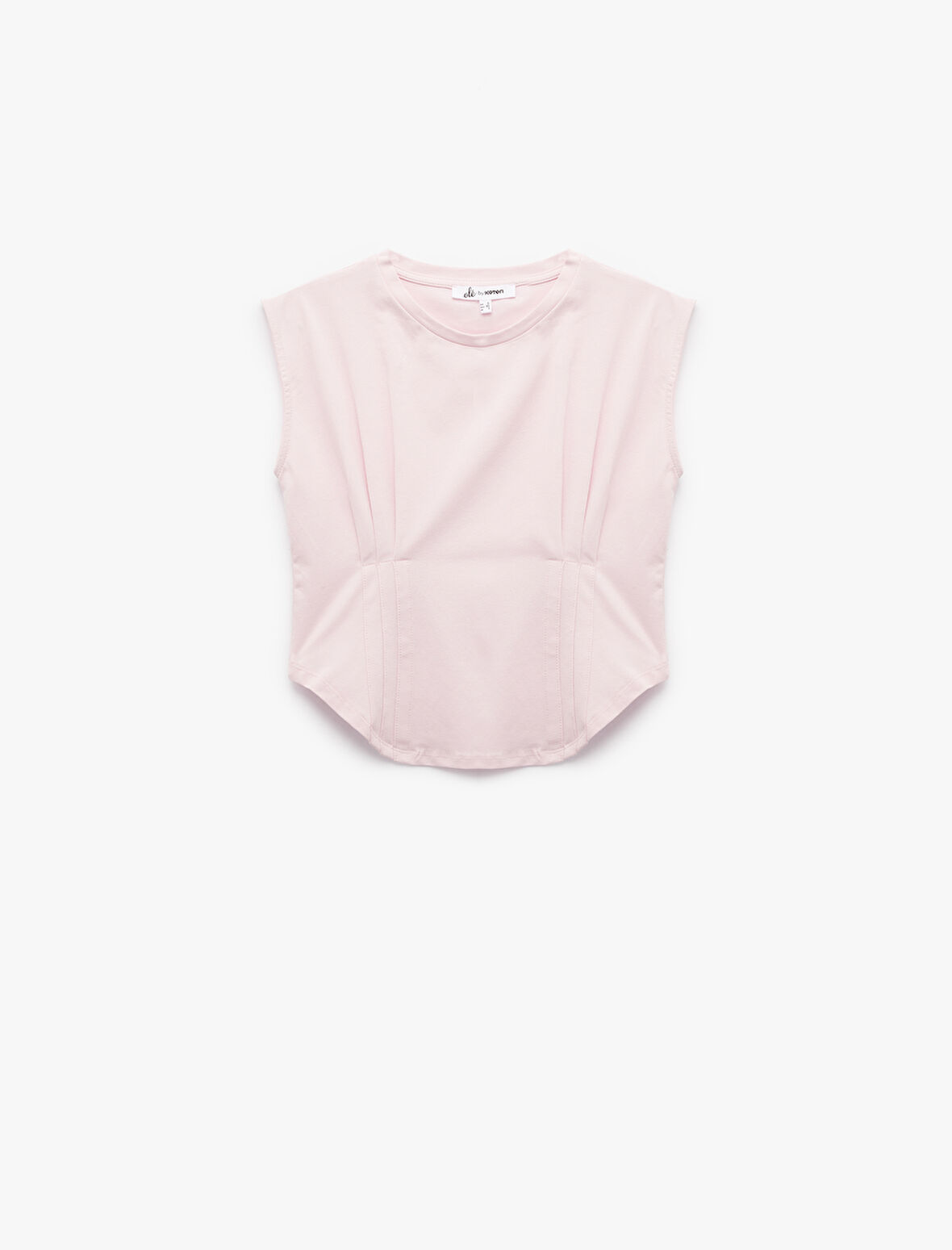 Bisiklet Yaka Korse Detaylı Slim Fit Kolsuz Crop Tişört