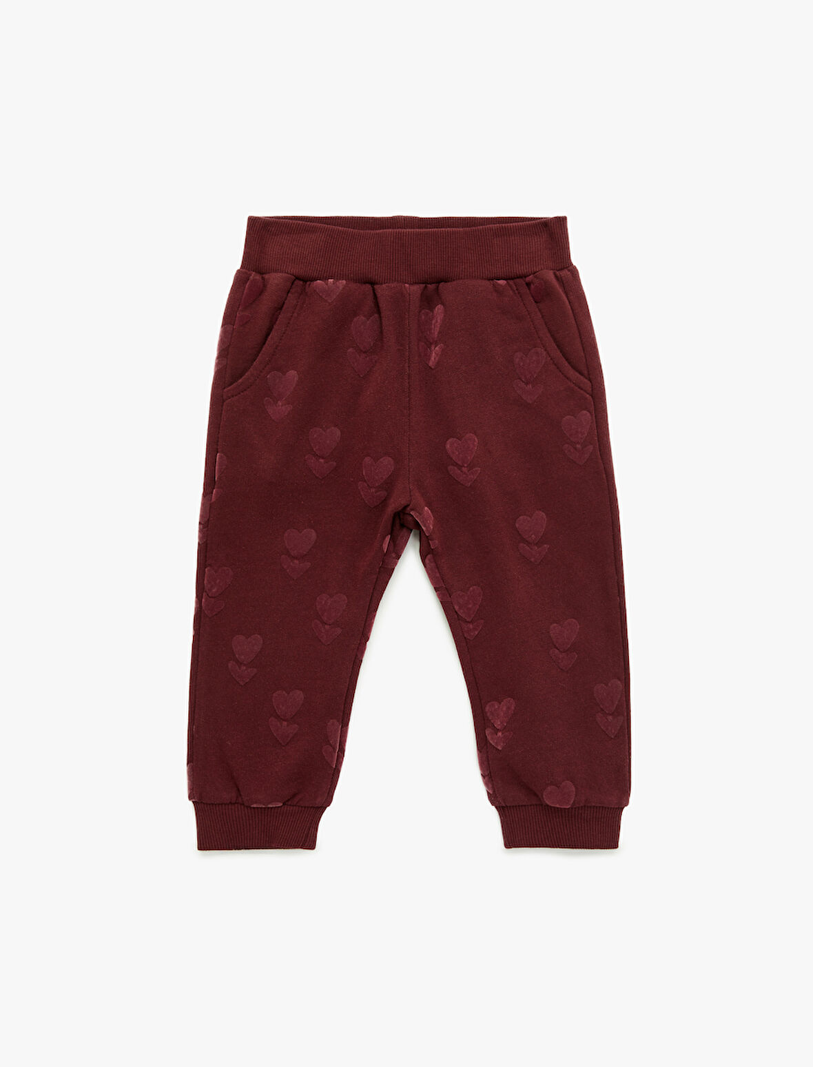 Kalp Baskılı Beli Lastikli Cepli Pamuklu Eşofman Altı