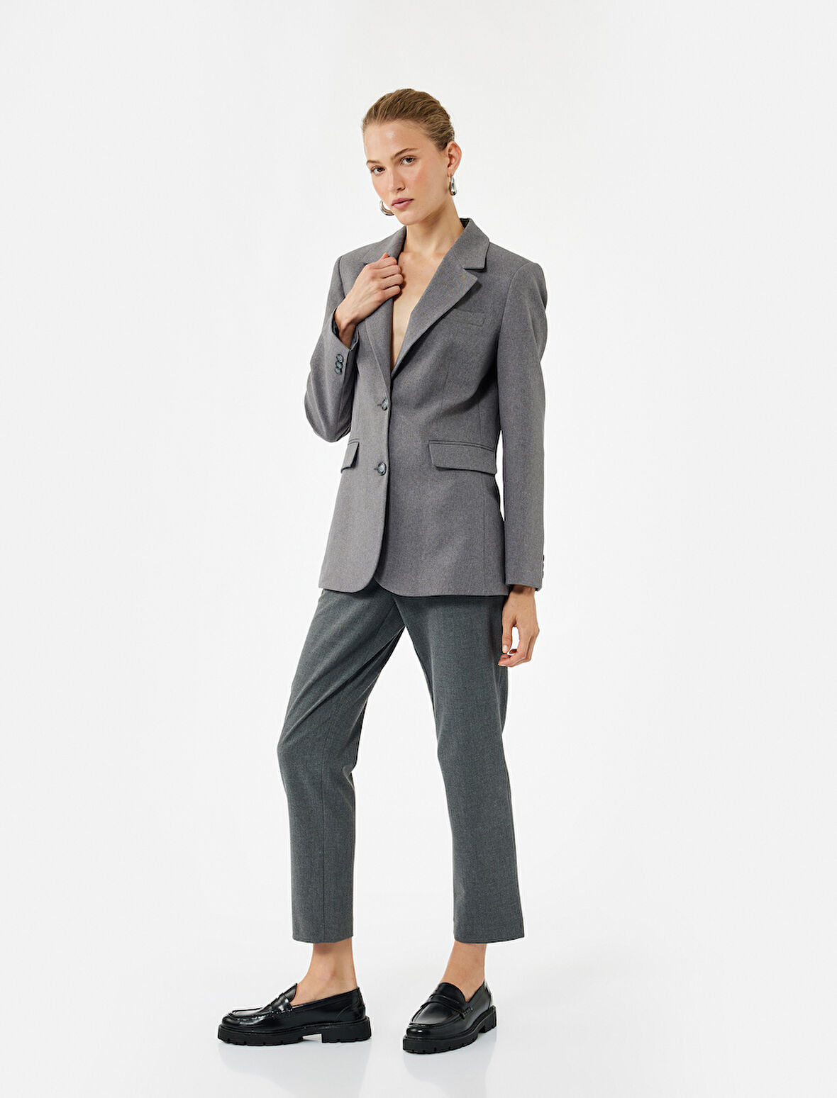 Slim Fit Fleto Cepli Cigarette Kumaş Pantolon