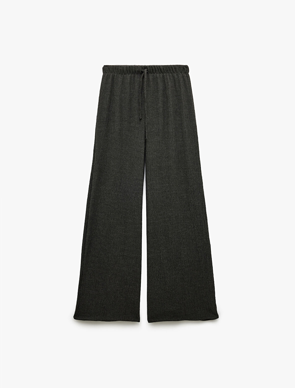 Bürümcük Kumaş Bağlama Detaylı Geniş Paça Pantolon