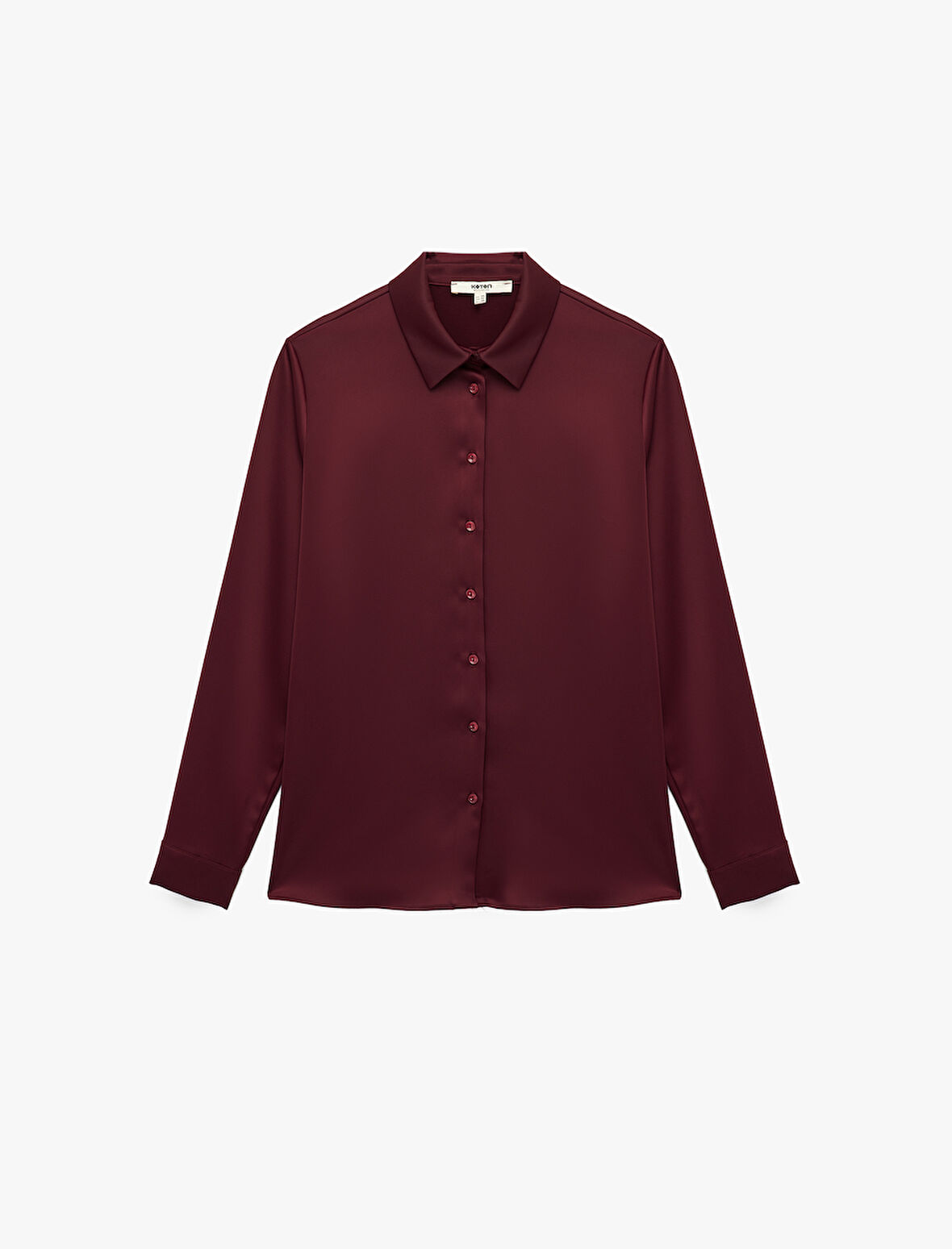 Klasik Yaka Uzun Kollu Düğmeli Saten Gömlek