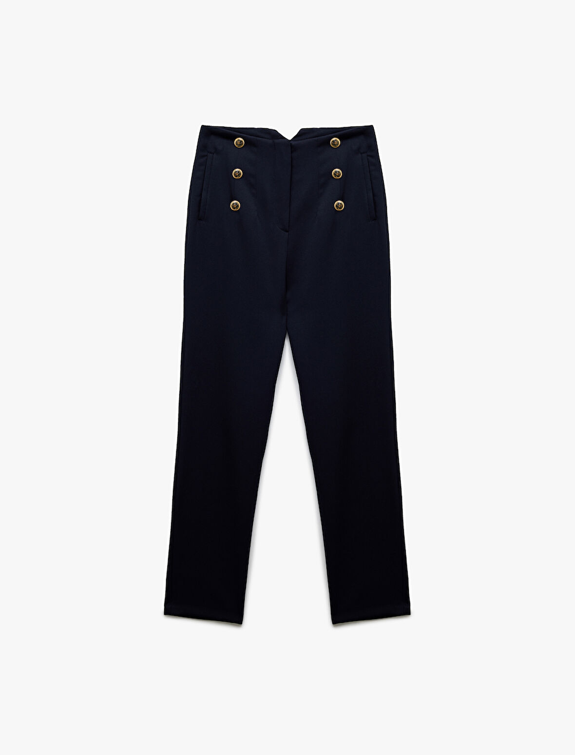 Slim Fit Düğmeli Yüksek Bel Cigarette Kumaş Pantolon