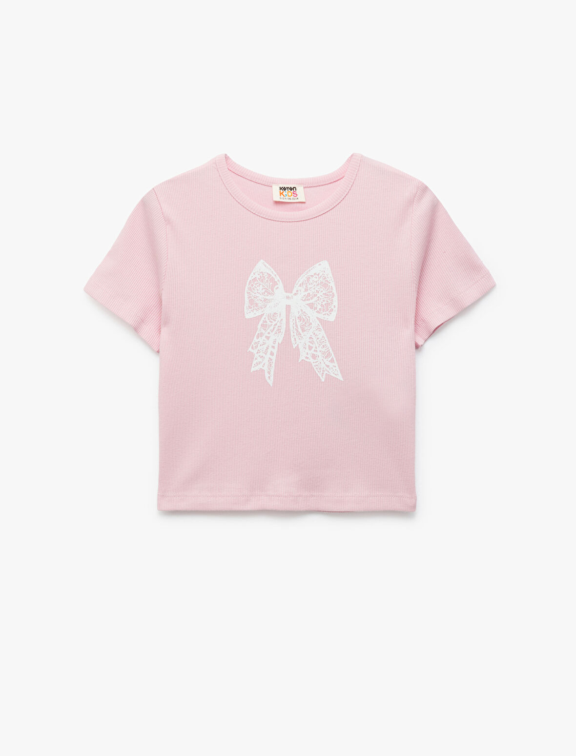 Bisiklet Yaka Kısa Kollu Fiyonk Detaylı Pamuklu Tişört