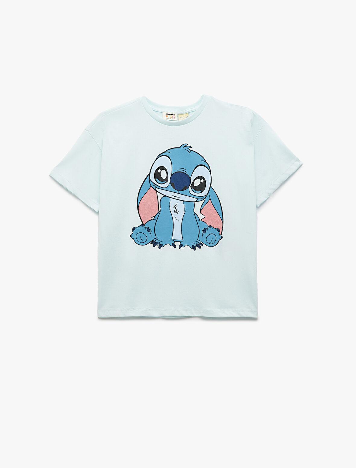 Kısa Kollu Bisiklet Yaka Pamuklu Lisanslı Stitch Tişört