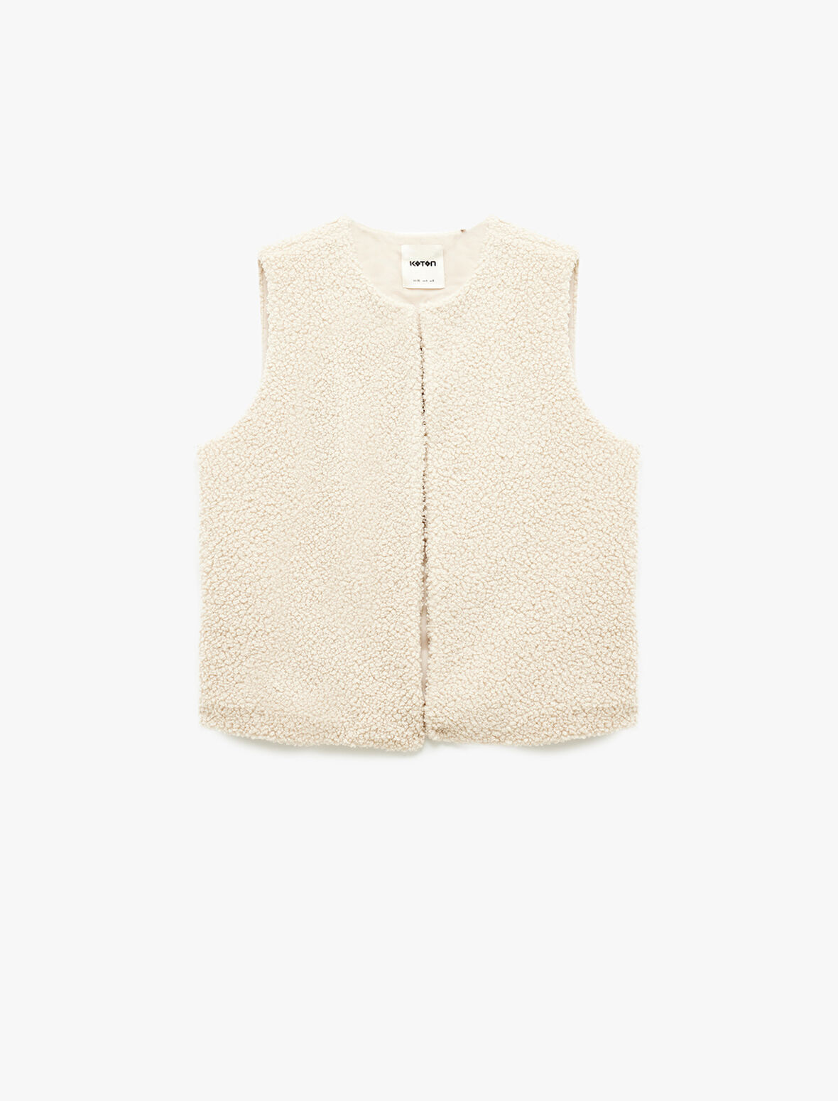 Bisiklet Yaka Crop Peluş Yelek