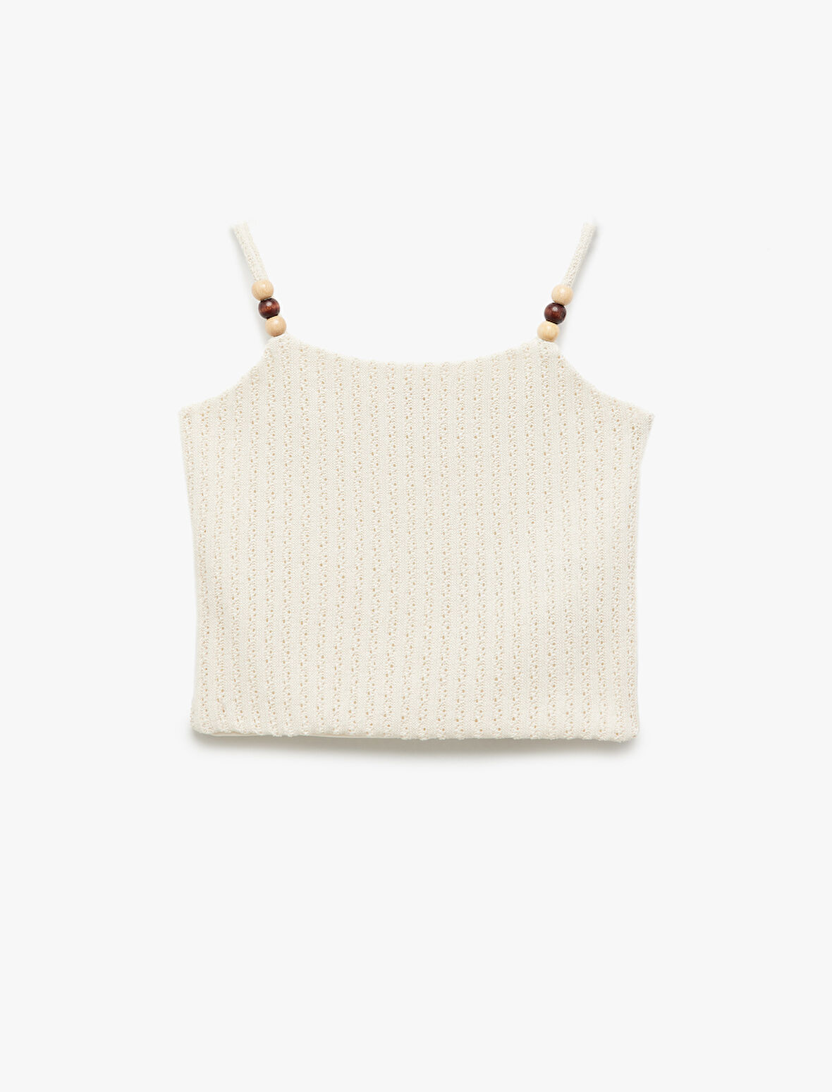 Boncuk Detaylı İnce Askılı Kolsuz Dokulu Atlet