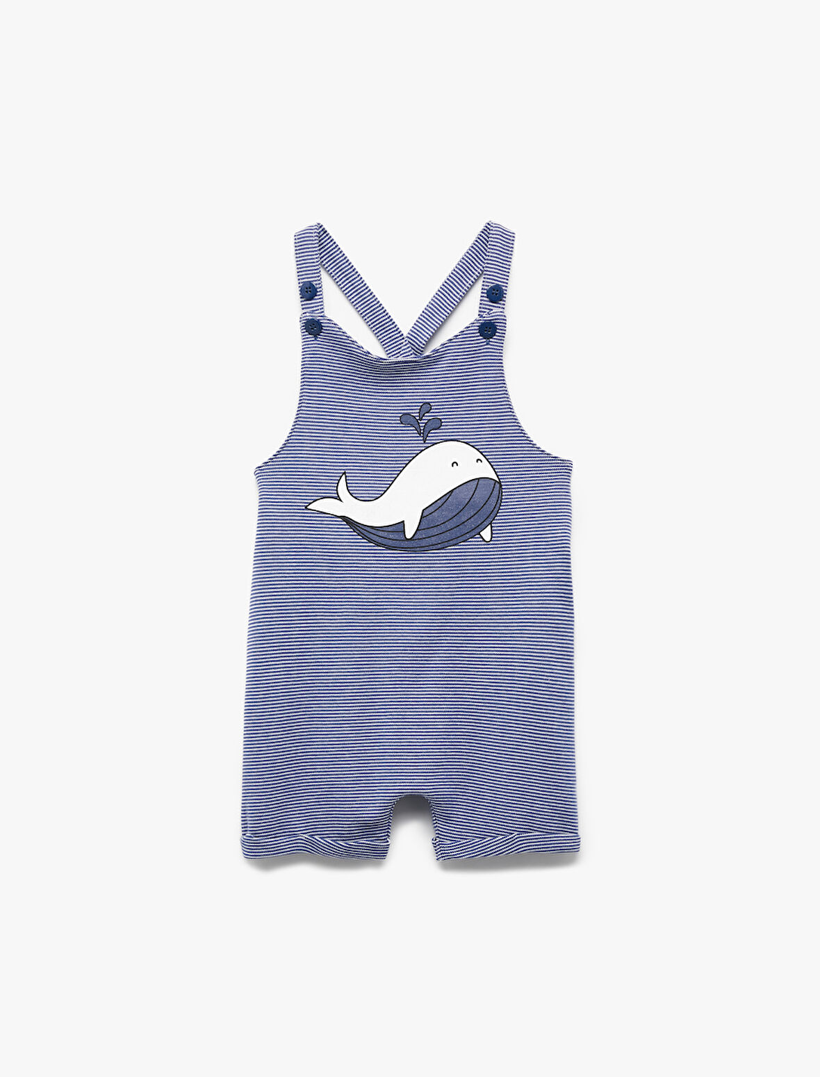 Askılı Balina Aplike Detaylı Çizgili Tulum Salopet