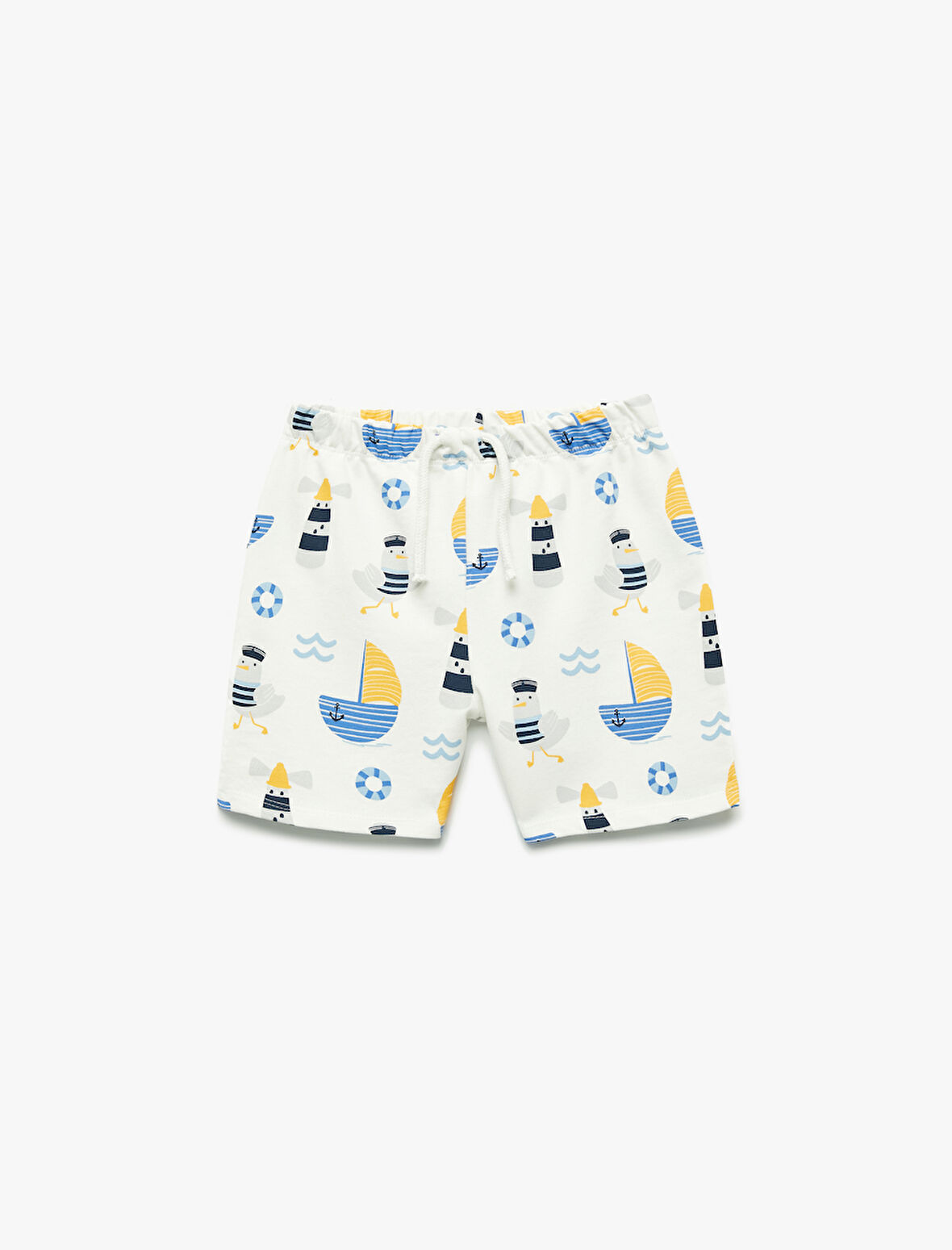 Pamuklu Baskılı Beli Bağcıklı Şort