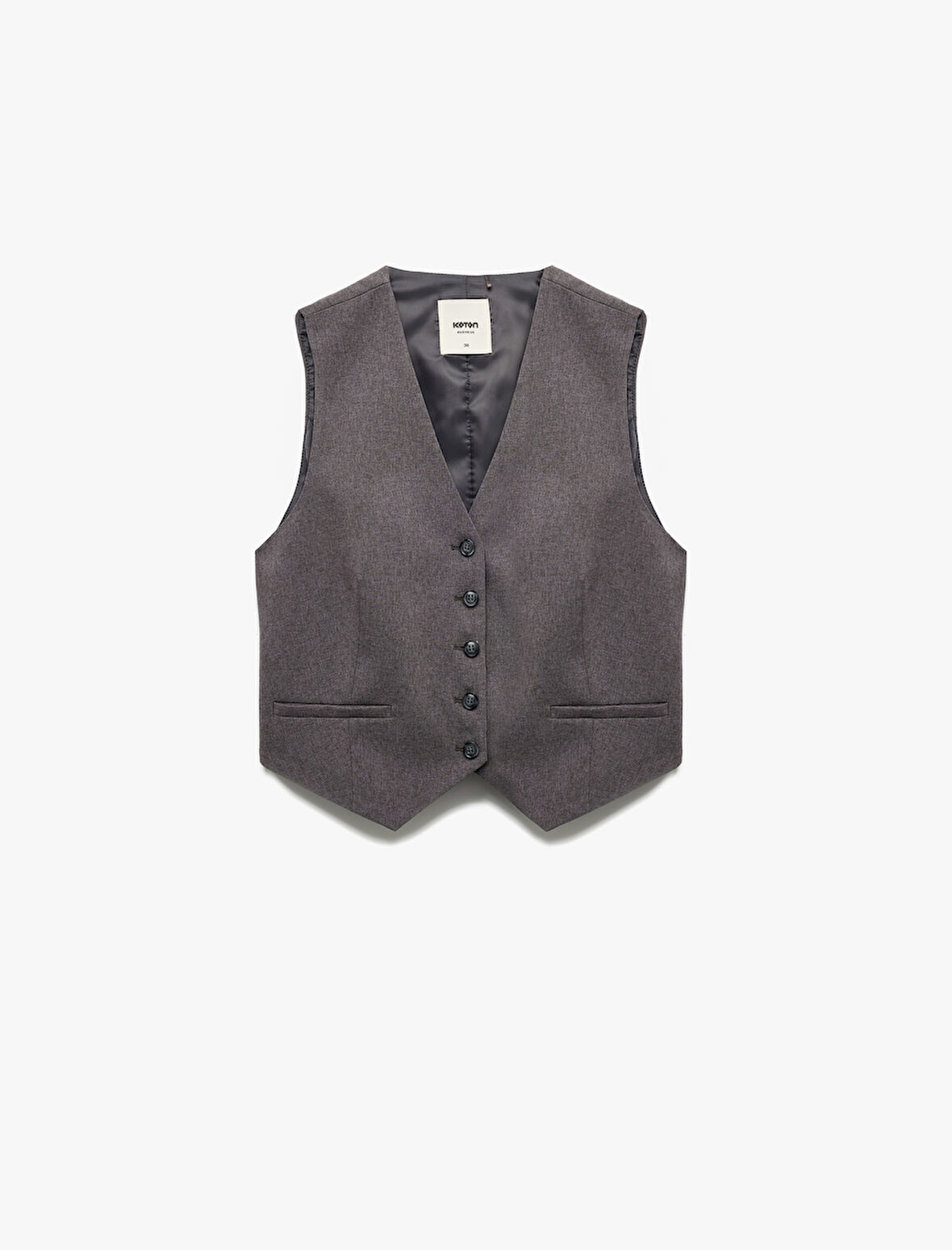 V Yaka Düğmeli Blazer Yelek