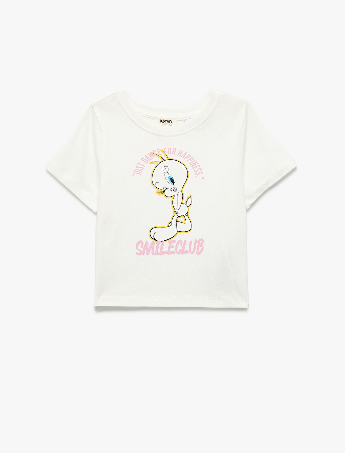 Tweety Lisanslı Kısa Kollu Bisiklet Yaka Pamuklu Baskılı Tişört