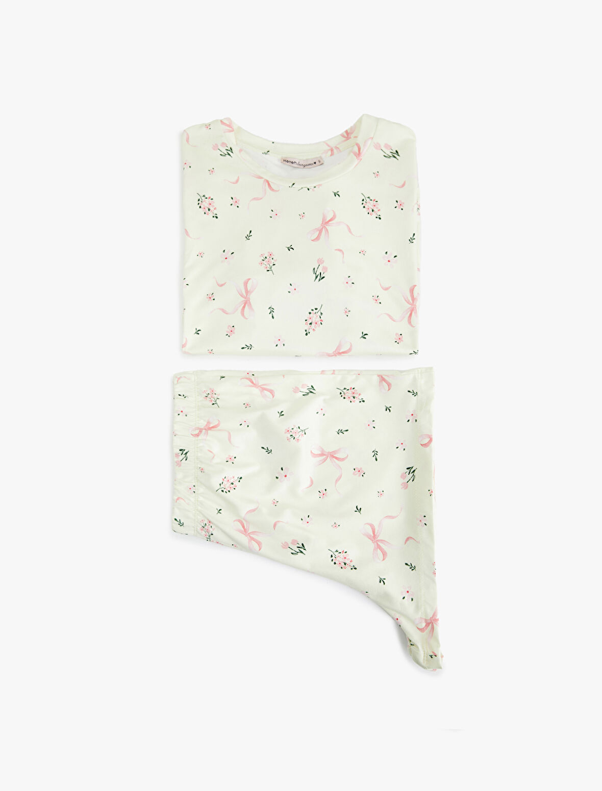 Kısa Kollu Bisiklet Yaka Çiçekli Şortlu Pijama Takımı