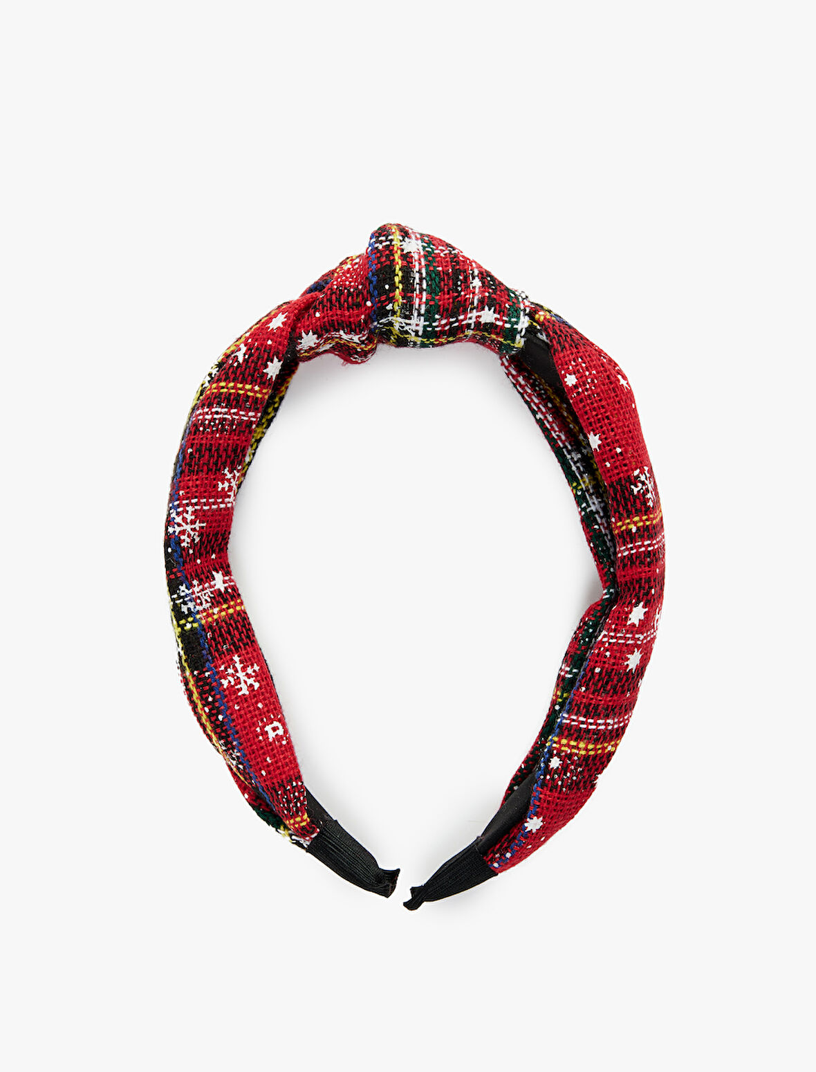 Ekoseli  Düğüm Detaylı Kar Desenli Taç