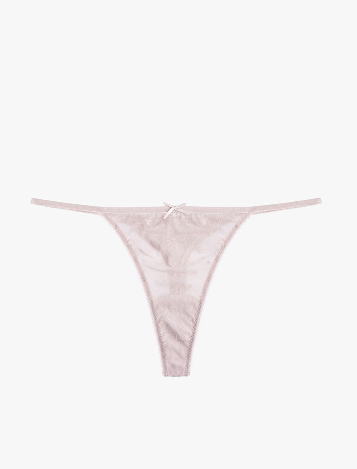 Dantel Detaylı Fiyonklu Çiçekli Tül String Külot