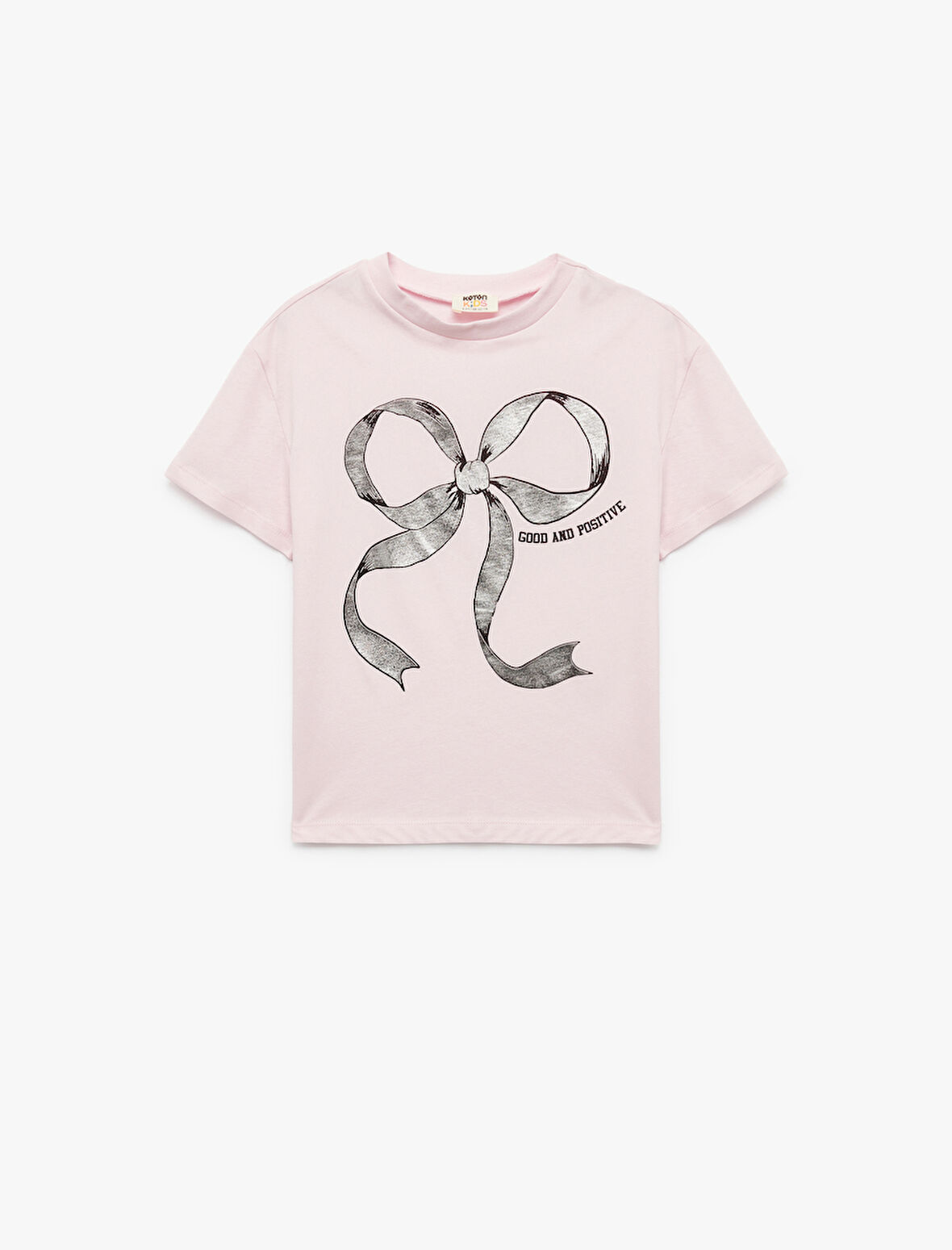 Pamuklu Fiyonk Baskılı Bisiklet Yaka Kısa Kollu Tişört