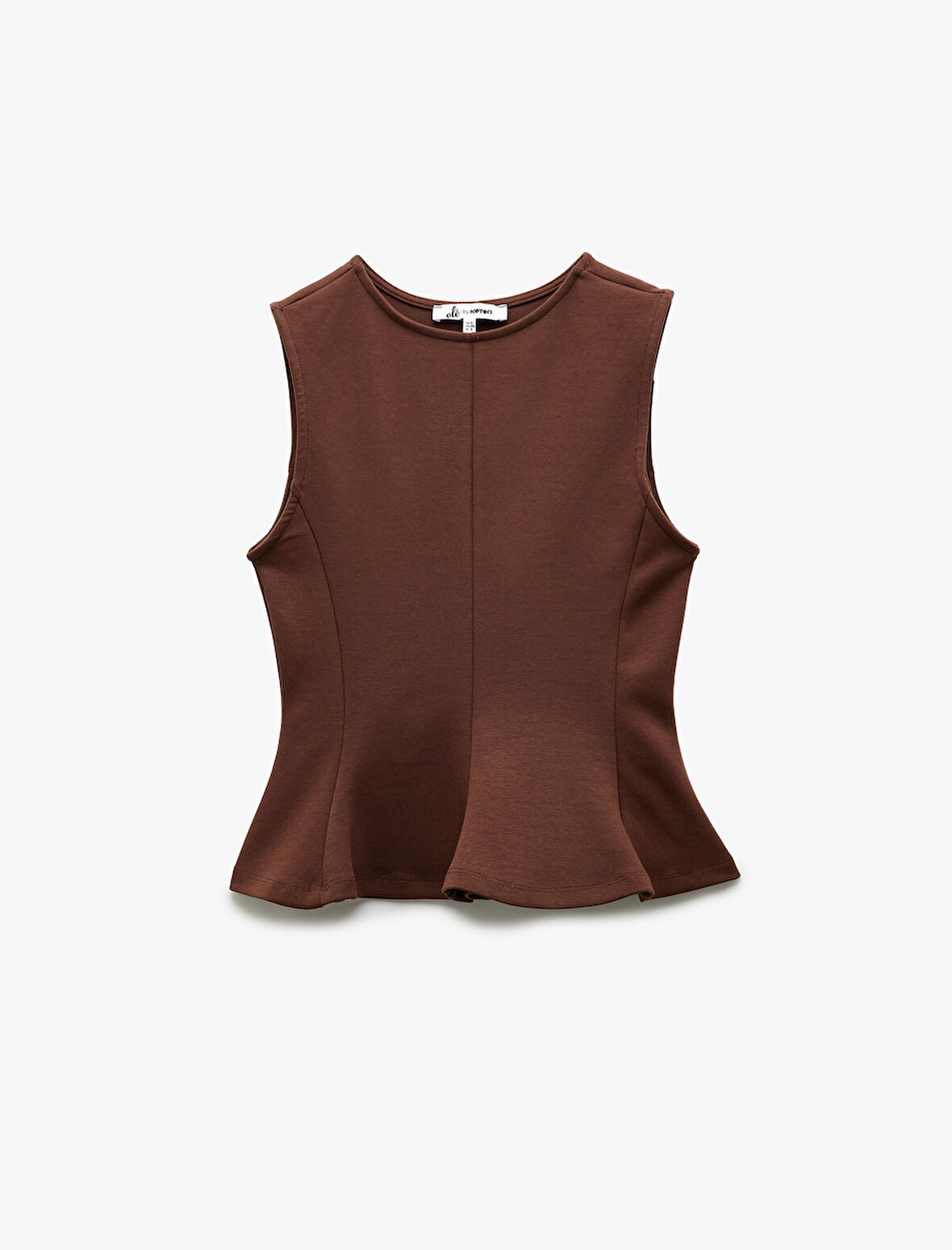 Pamuklu Slim Fit Bisiklet Yaka Volanlı Kolsuz Bluz